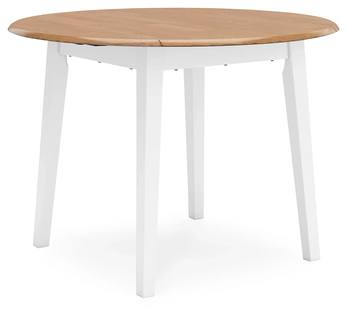 Gesthaven - Natural / White - 5 Pc. - Round Dining Room Drop Leaf Table, 4 Side Chairs - Image 3