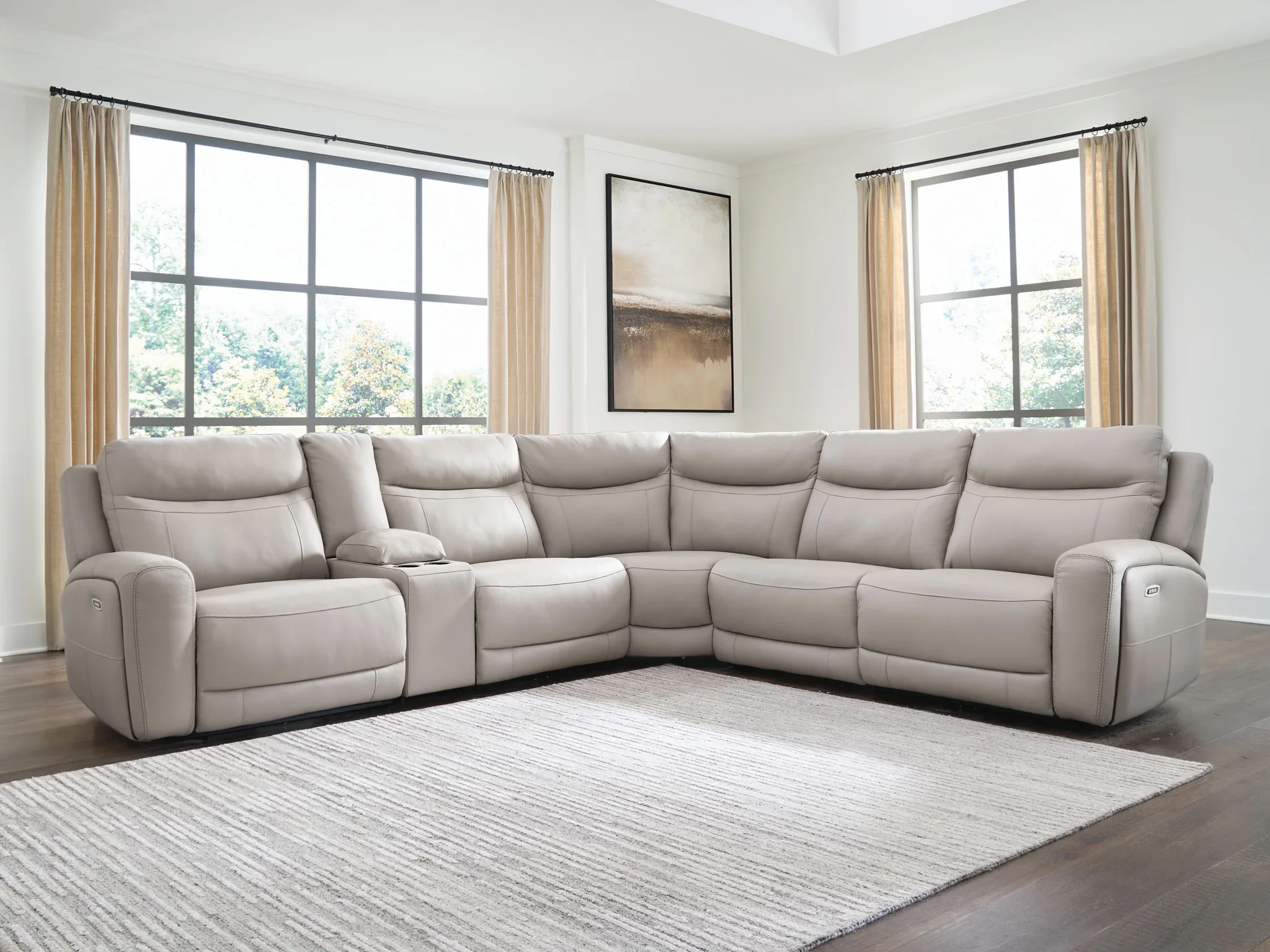 Gravier - 6-Piece Power Reclining Sectional With Storage Console - Gray - Image 2
