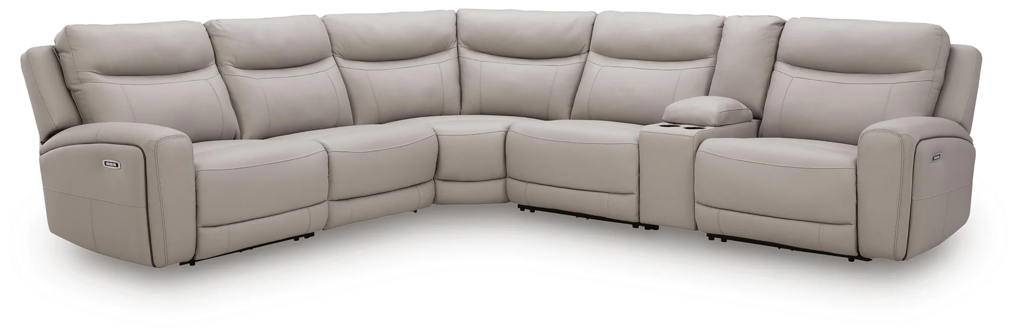 Gravier - 6-Piece Power Reclining Sectional With Storage Console - Gray - Image 3