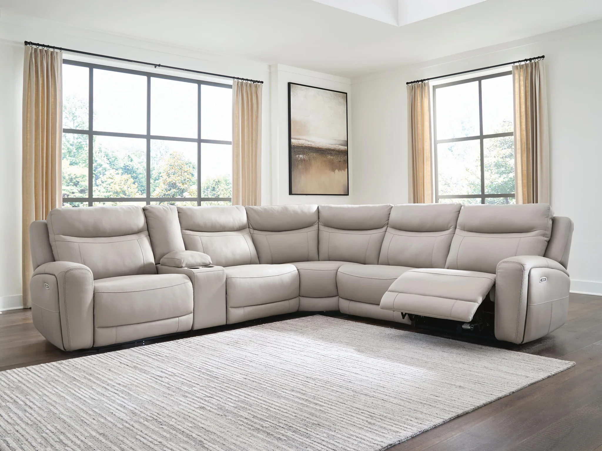 Gravier - 6-Piece Power Reclining Sectional With Storage Console - Gray - Image 4