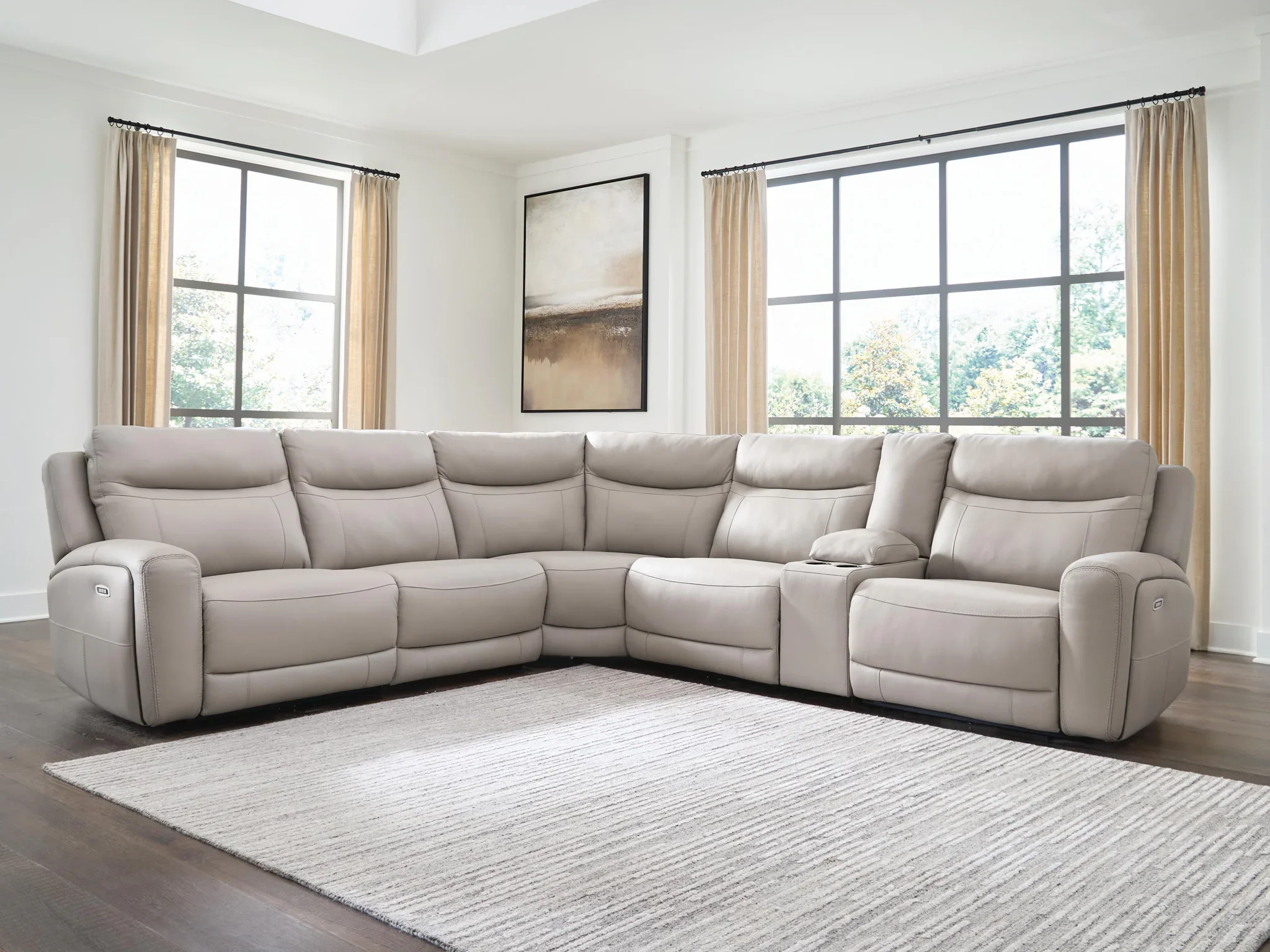 Gravier - 6-Piece Power Reclining Sectional With Storage Console - Gray - Image 5