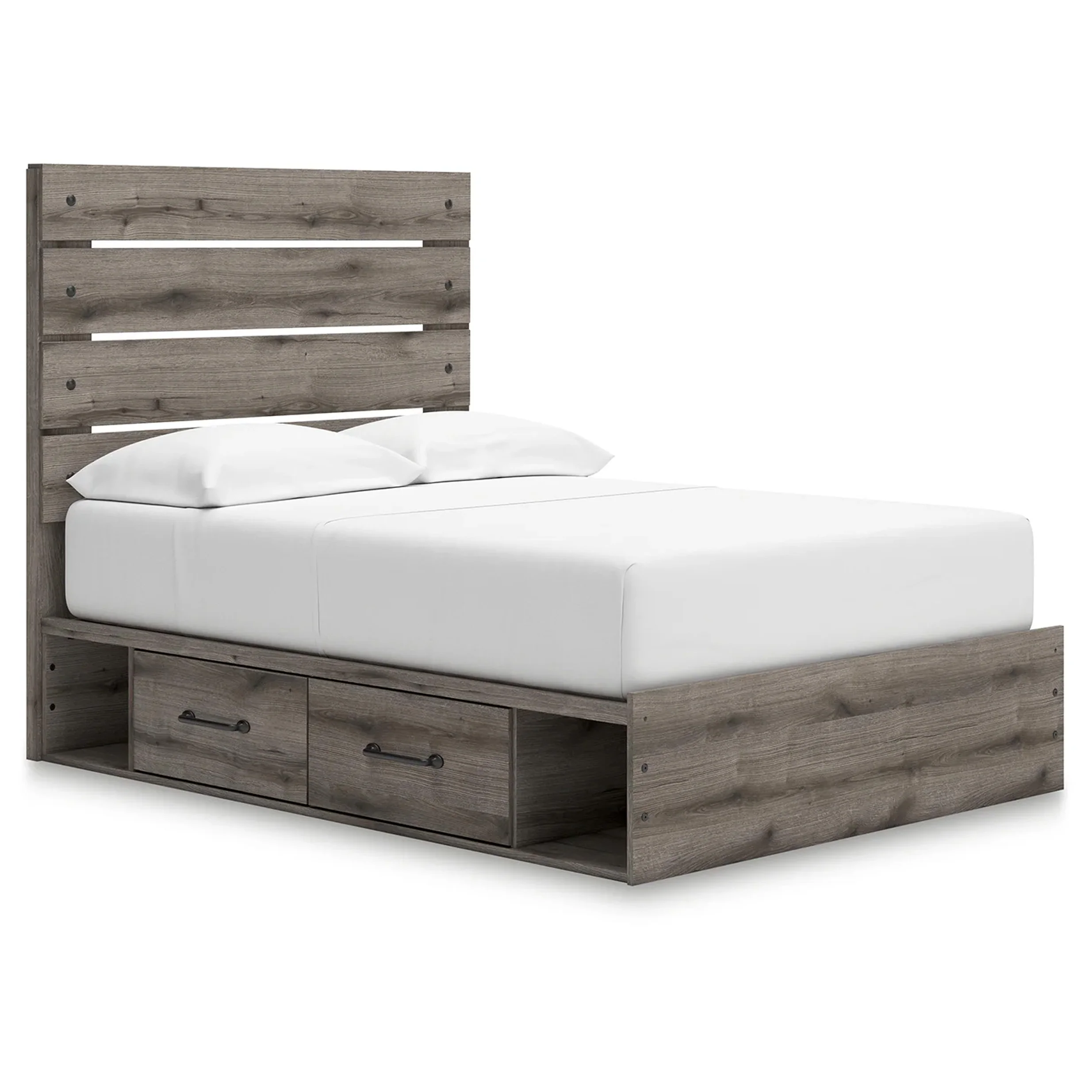 Graystorm - Full Panel Bed With Storage - Brown Gray