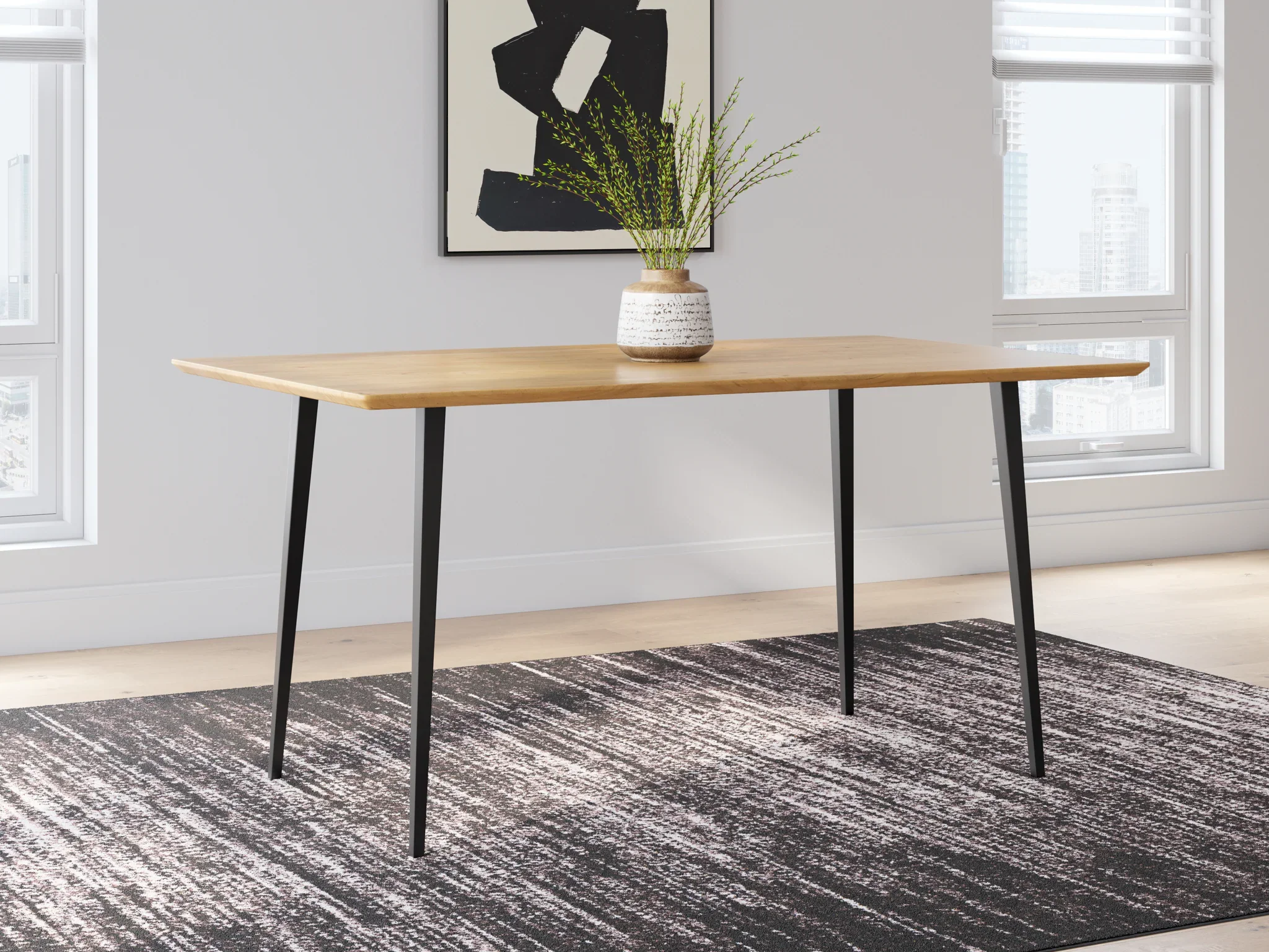 Gretlynn - Black / Natural - Rectangular Dining Room Table - Image 2