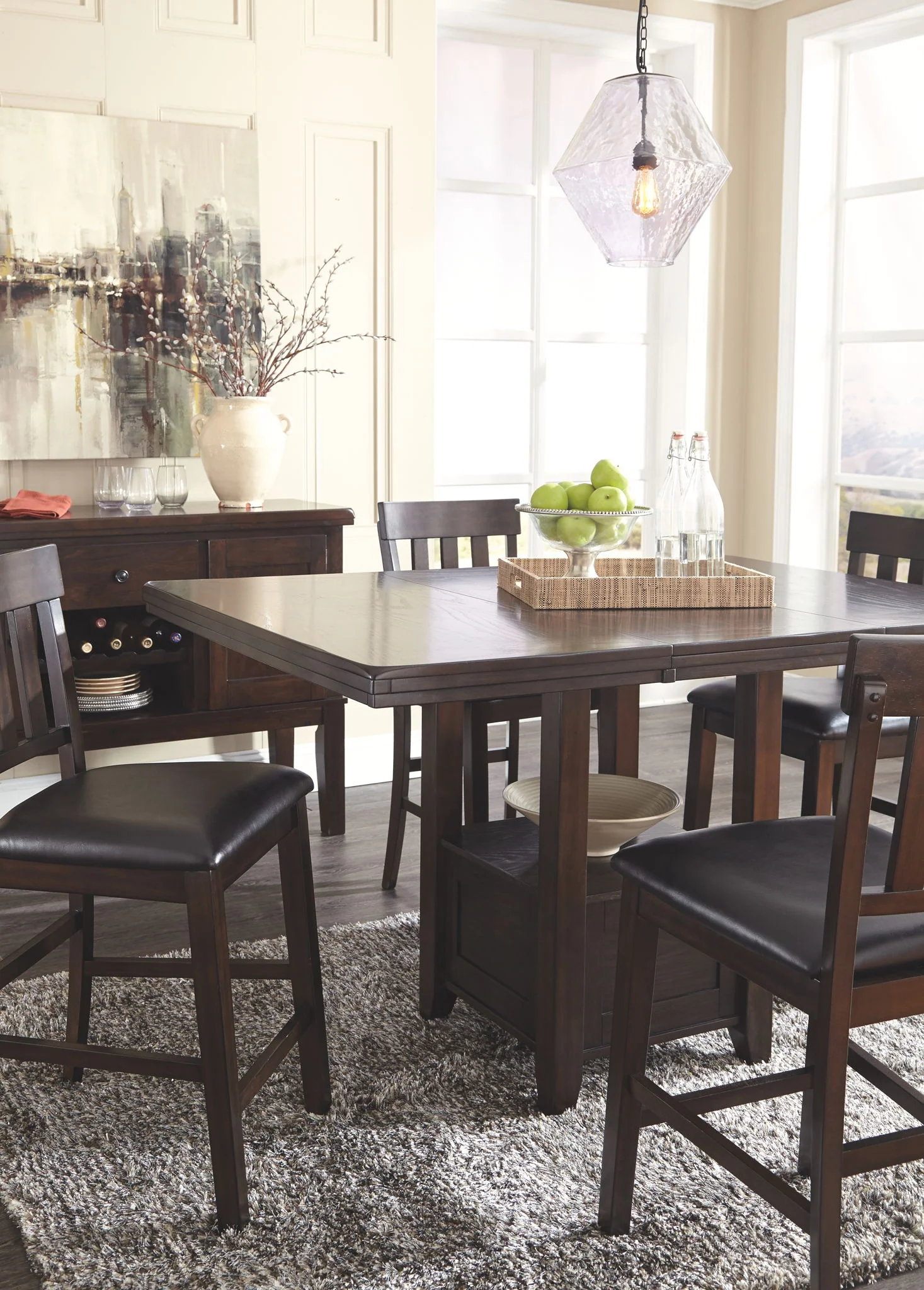 Haddigan - Dark Brown - 5 Pc. - Extension Table, 4 Side Chairs - Image 3