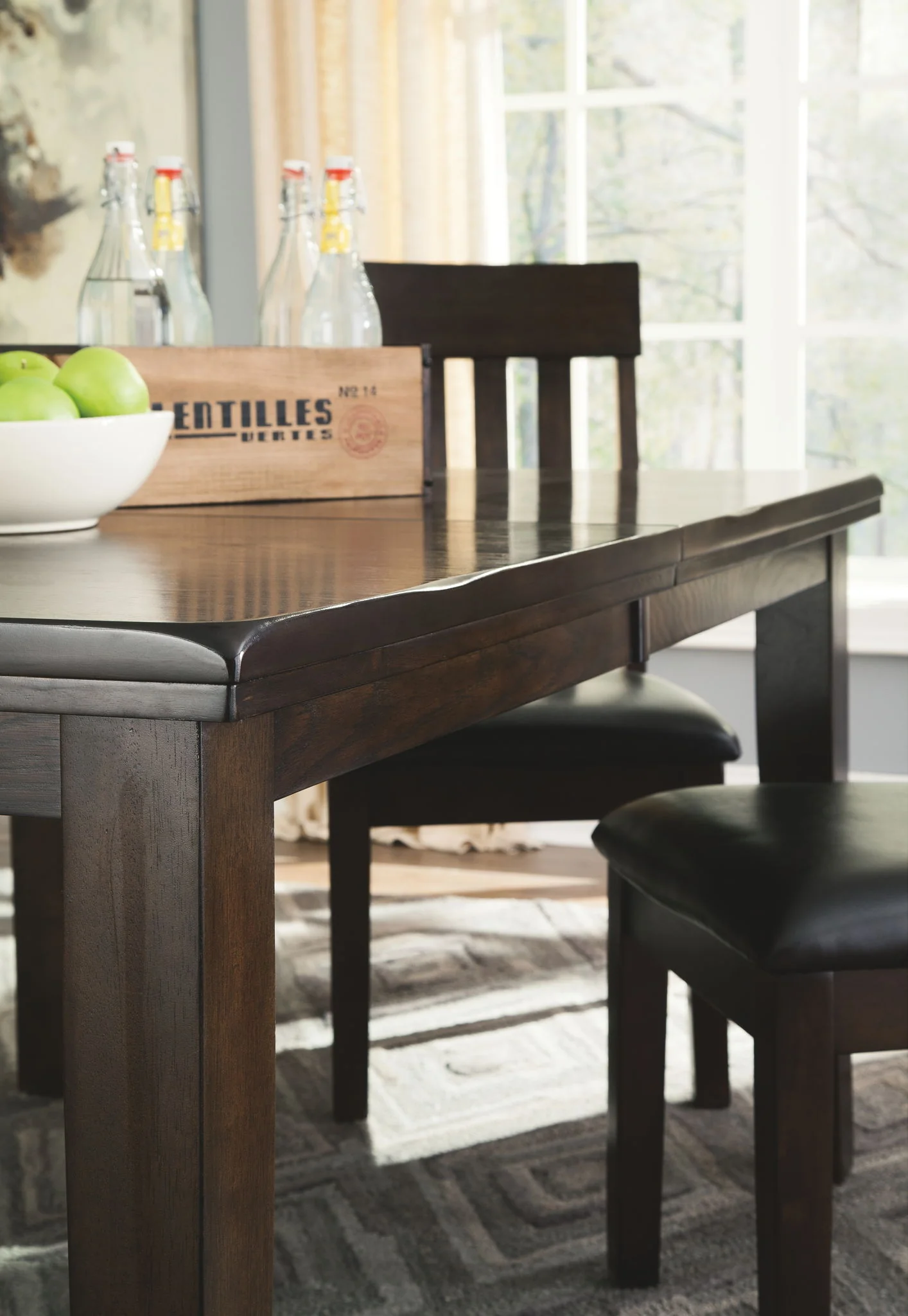 Haddigan - Dark Brown - 6 Pc. - Extension Table, 4 Side Chairs, Bench - Image 4