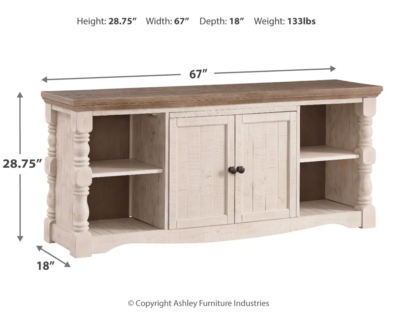 Havalance - Brown / Beige - Extra Large TV Stand - 2 Doors - Image 4
