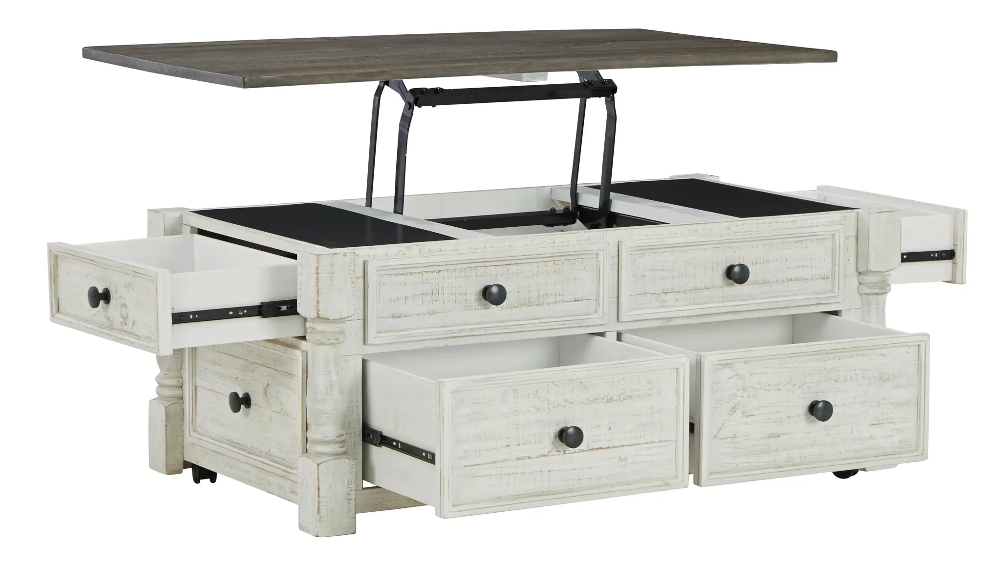 Havalance - White / Gray - Lift Top Cocktail Table With Storage Drawers - Image 3