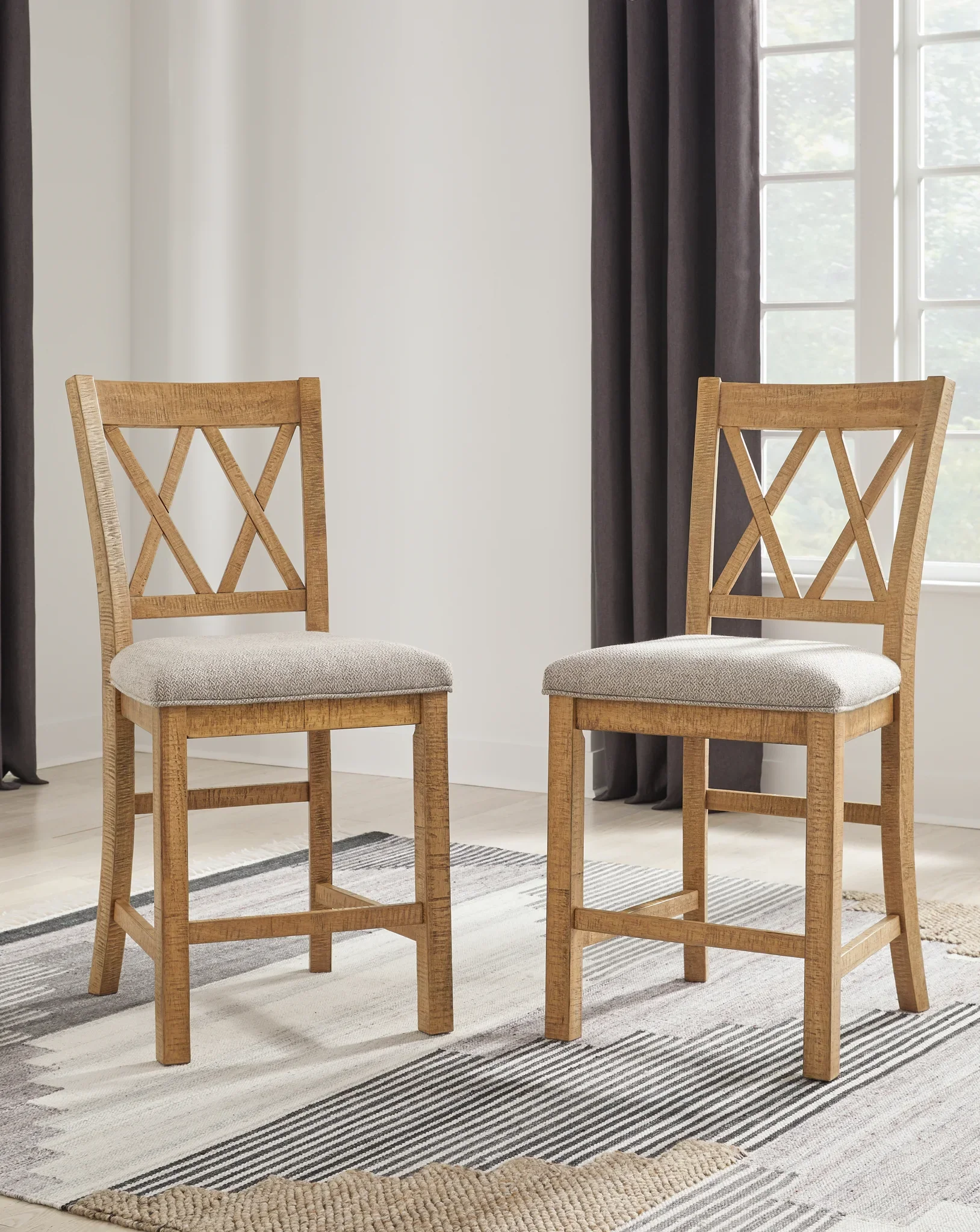 Havonplane - Brown - Upholstered Barstool (Set of 2) - Image 3