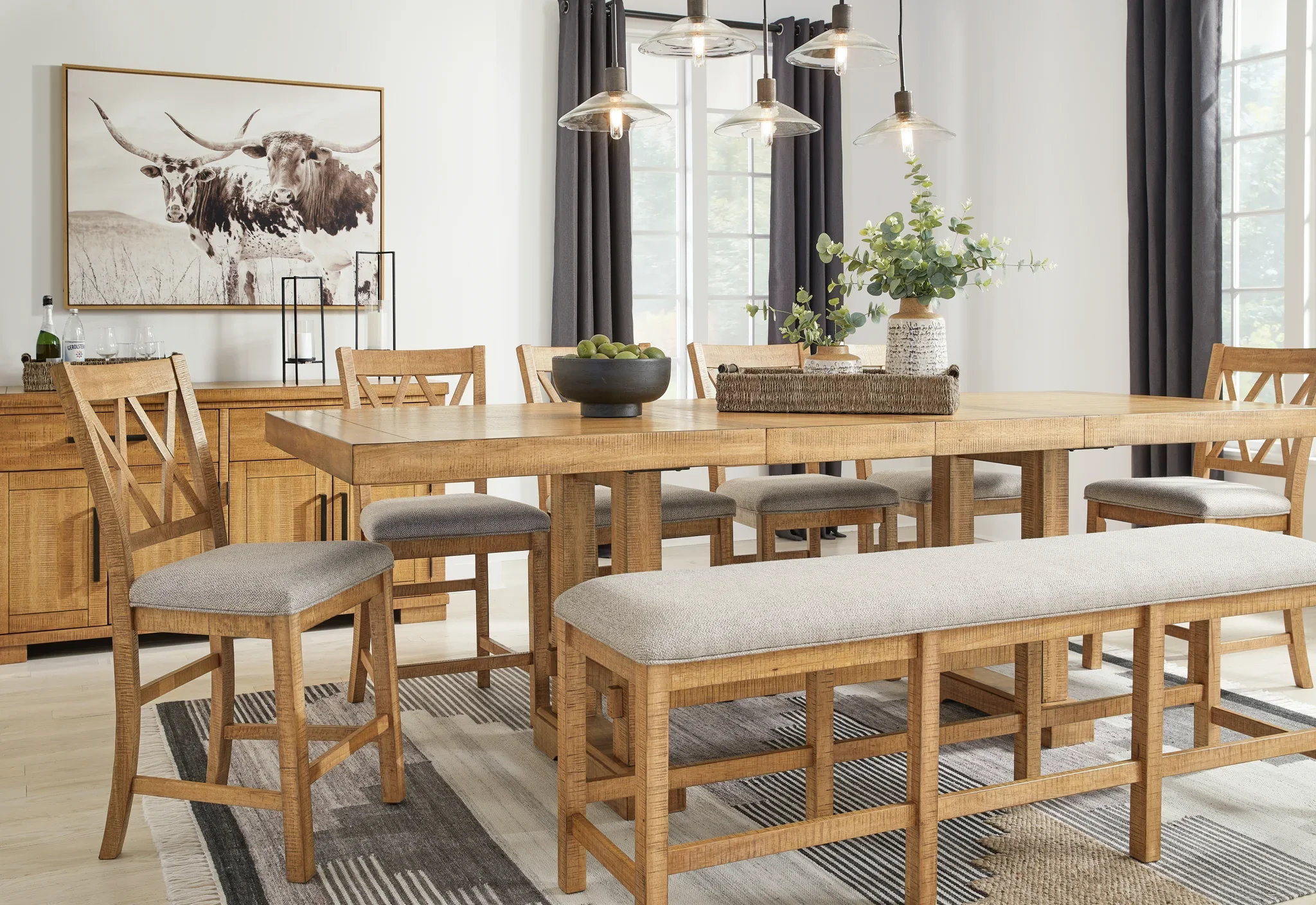 Havonplane - Brown - Xl Counter Height Upholstered Dining Bench - Image 10