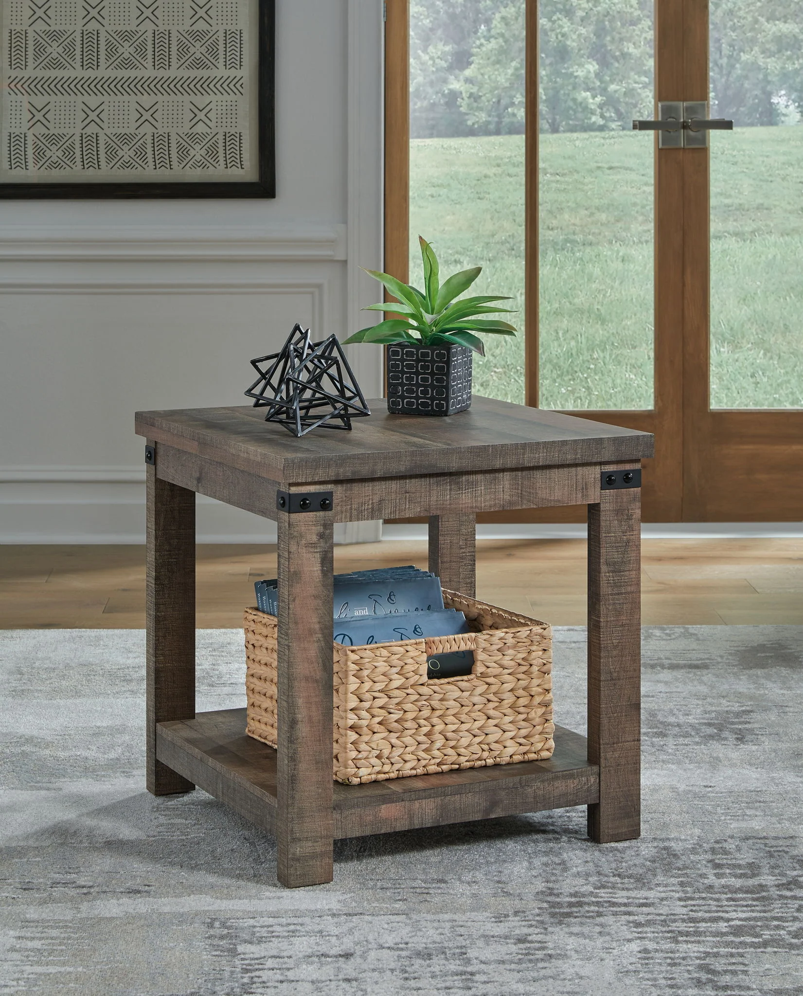 Hollum - Rustic Brown - Square End Table - Image 2