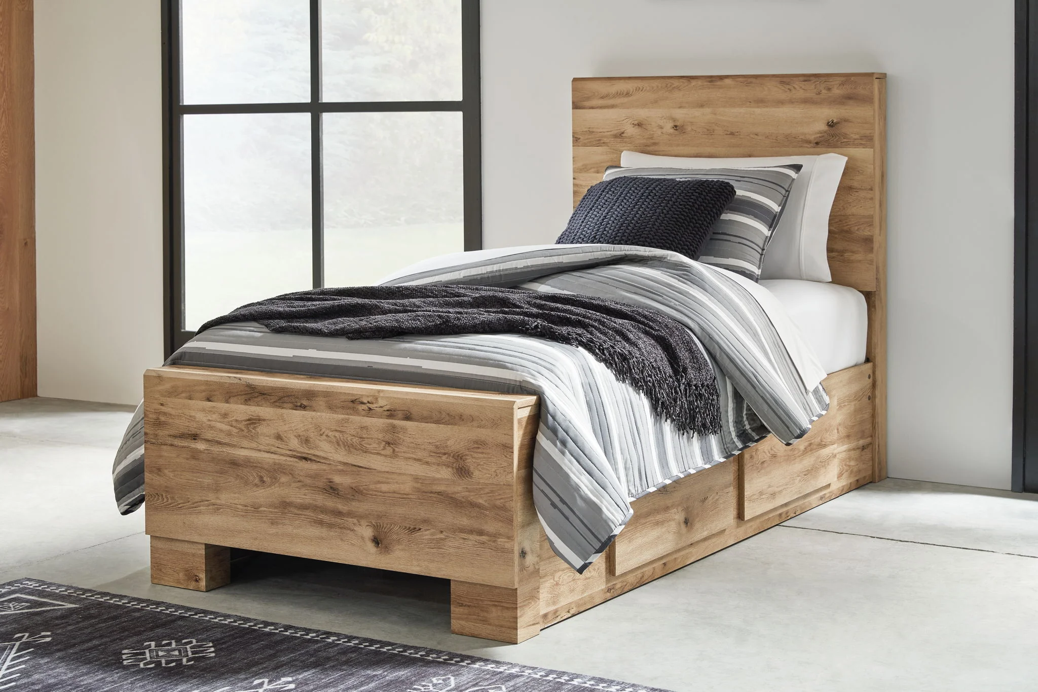 Hyanna - Tan - Twin Panel Bed With 2 Side Storage - Image 2