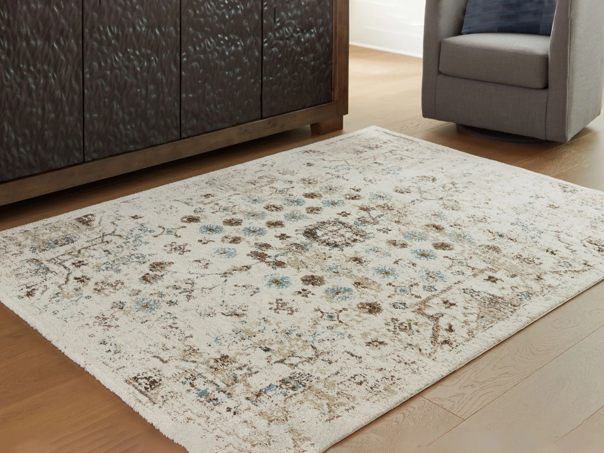 Jossler - Ivory / Brown / Teal - Medium Rug - 5' x 7' - Image 2