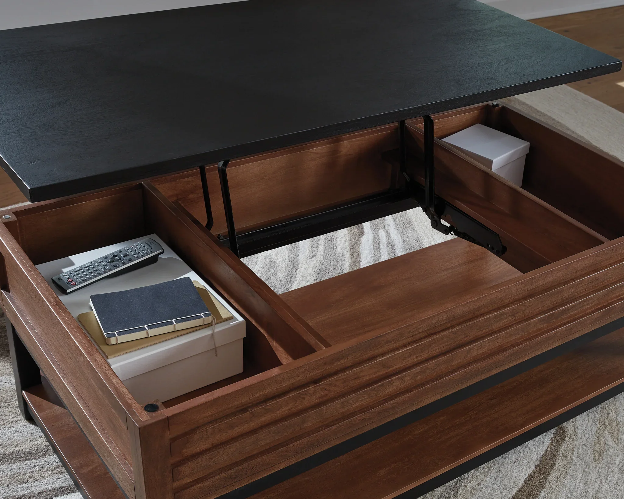 Kallari - Warm Brown / Black - Lift Top Cocktail Table - Image 7