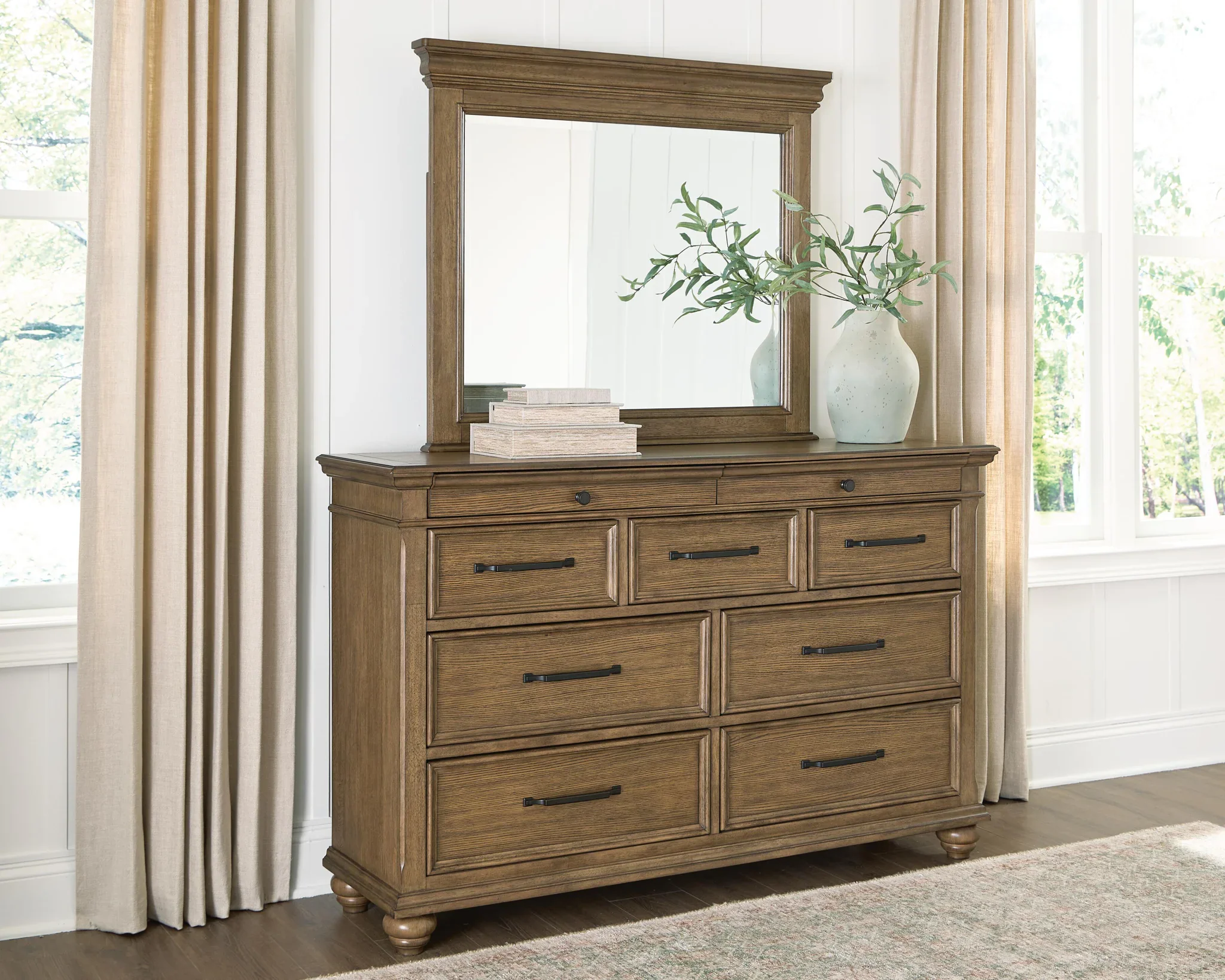 Karallin - Dresser And Mirror - Medium Brown - Image 2