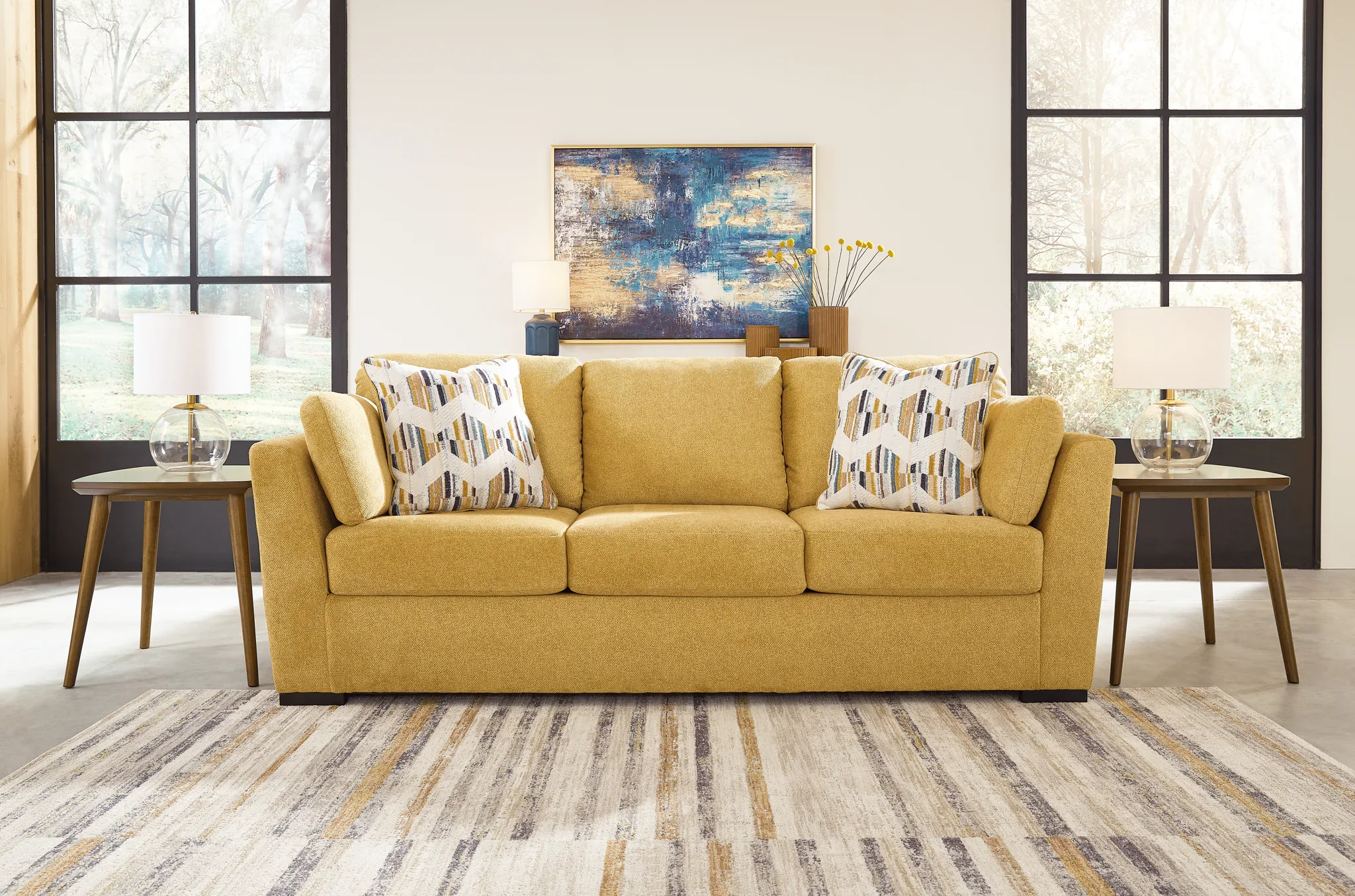 Keerwick - 4 Pc. - Sofa, Loveseat, Chair And A Half, Ottoman - Sunflower - Image 13