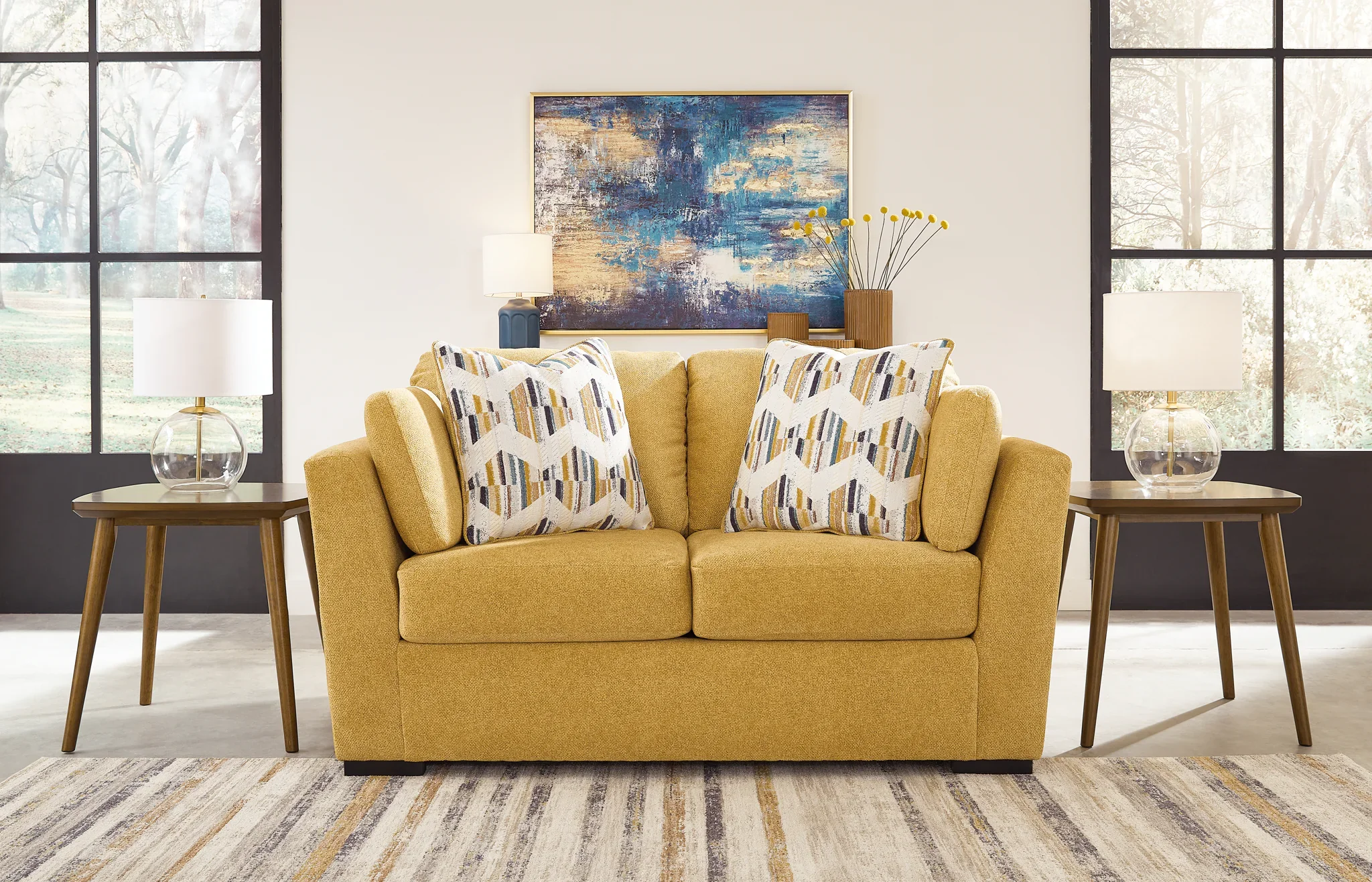 Keerwick - 4 Pc. - Sofa, Loveseat, Chair And A Half, Ottoman - Sunflower - Image 9