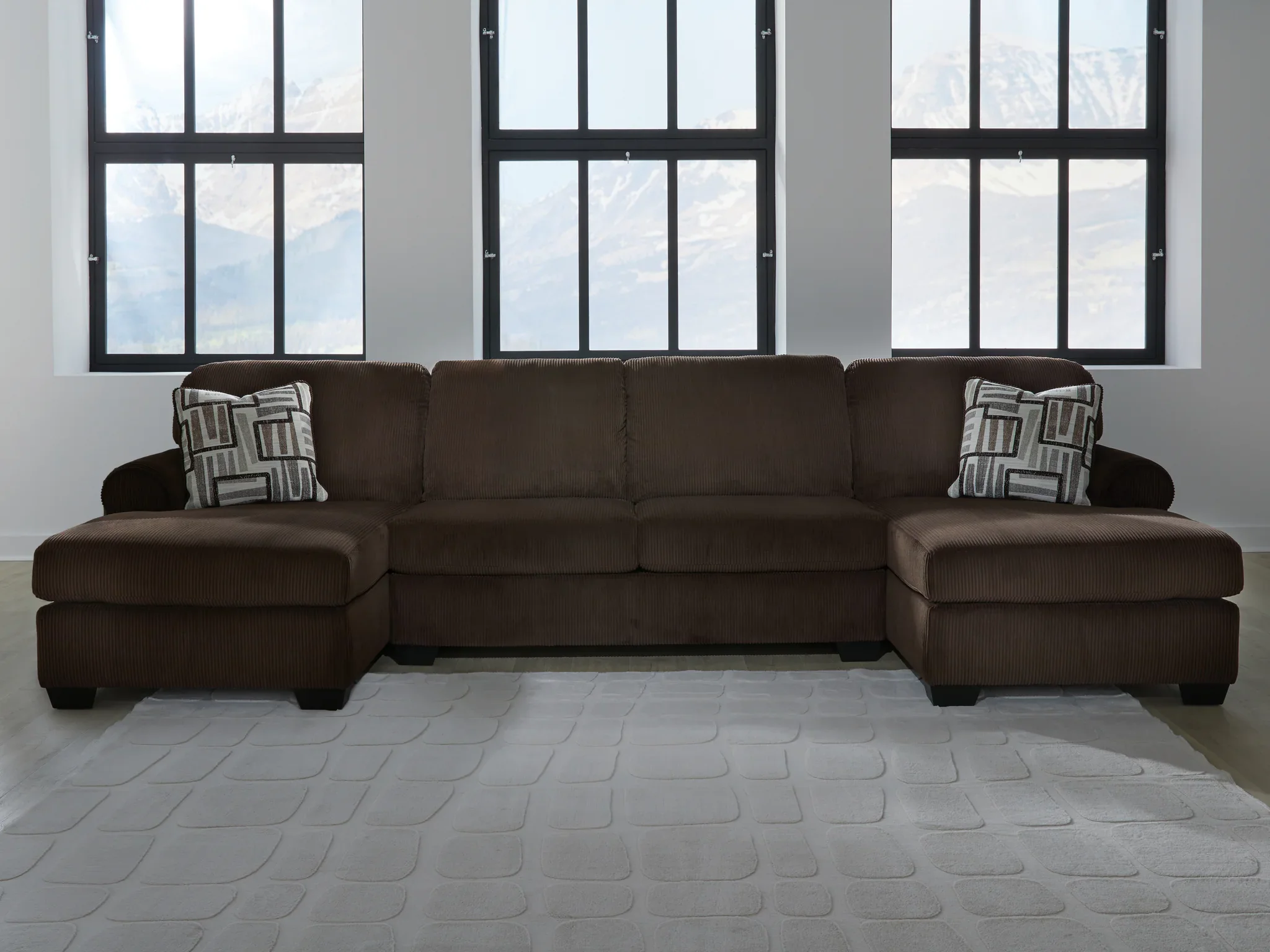 Kimlee - Chocolate - 3-Piece Sectional With Double Chaise - Image 2