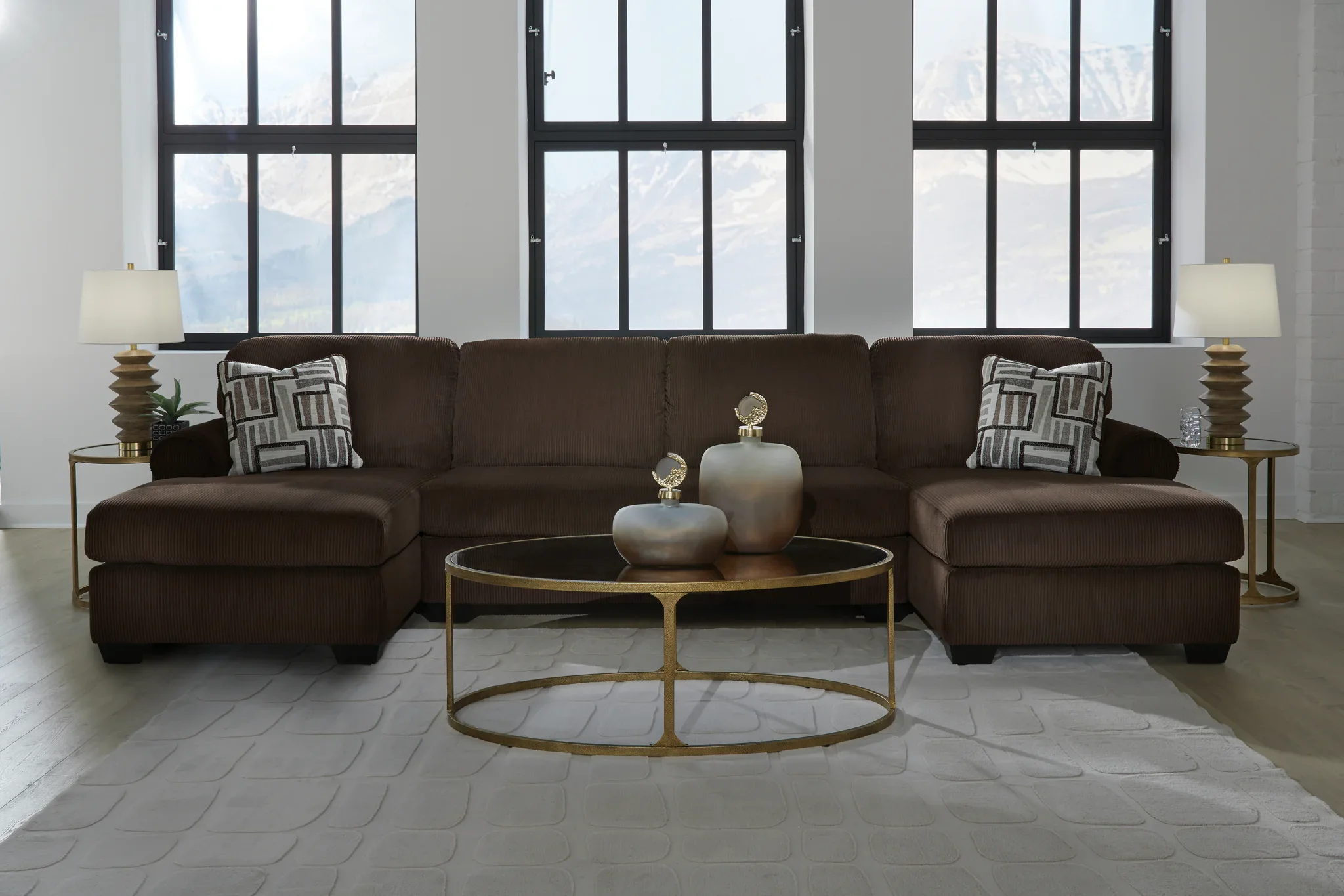 Kimlee - Chocolate - 3-Piece Sectional With Double Chaise - Image 3
