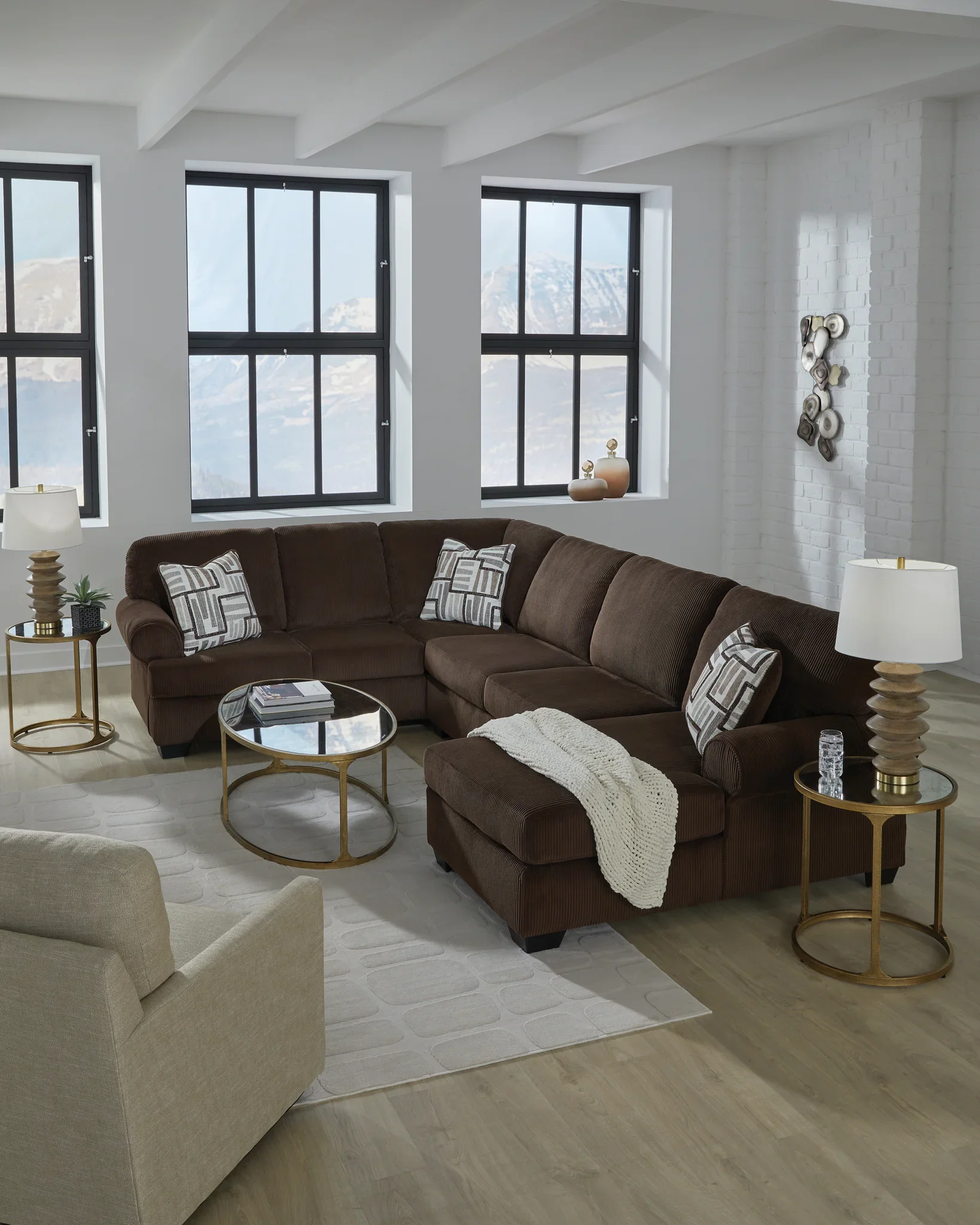 Kimlee - Chocolate - 3-Piece Sectional With RAF Chaise - Image 3