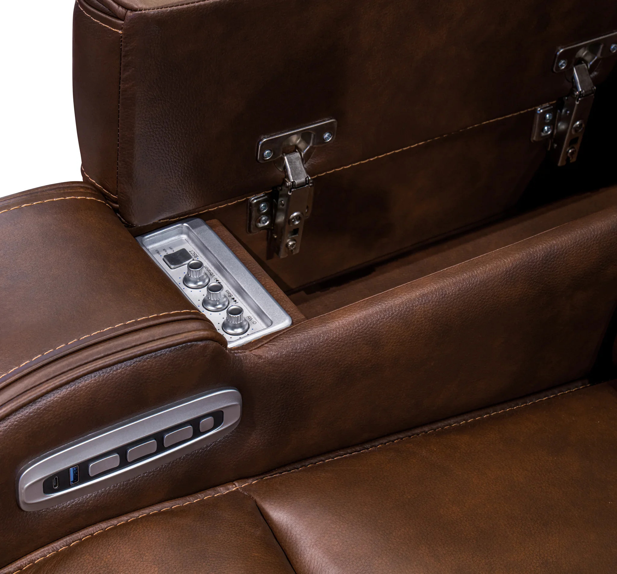 Knightington - Brown - Power Recliner With Audio Seating - Image 9