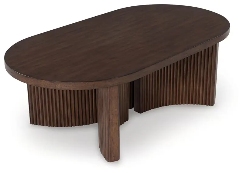 Korestone - Dark Brown - Oval Cocktail Table - Image 3
