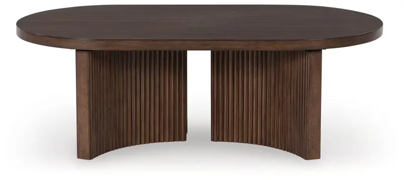 Korestone - Dark Brown - Oval Cocktail Table - Image 4