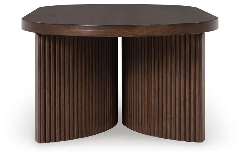 Korestone - Dark Brown - Oval Cocktail Table - Image 5