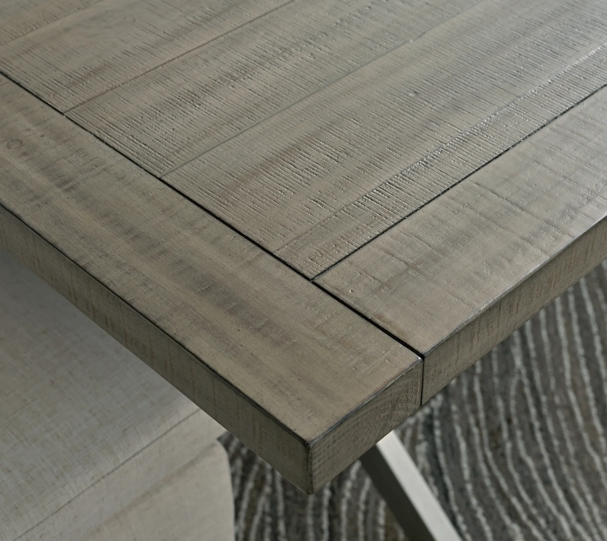 Krystanza - Weathered Gray - 9 Pc. - Dining Room Table, 8 Oatmeal Side Chairs, Server - Image 5