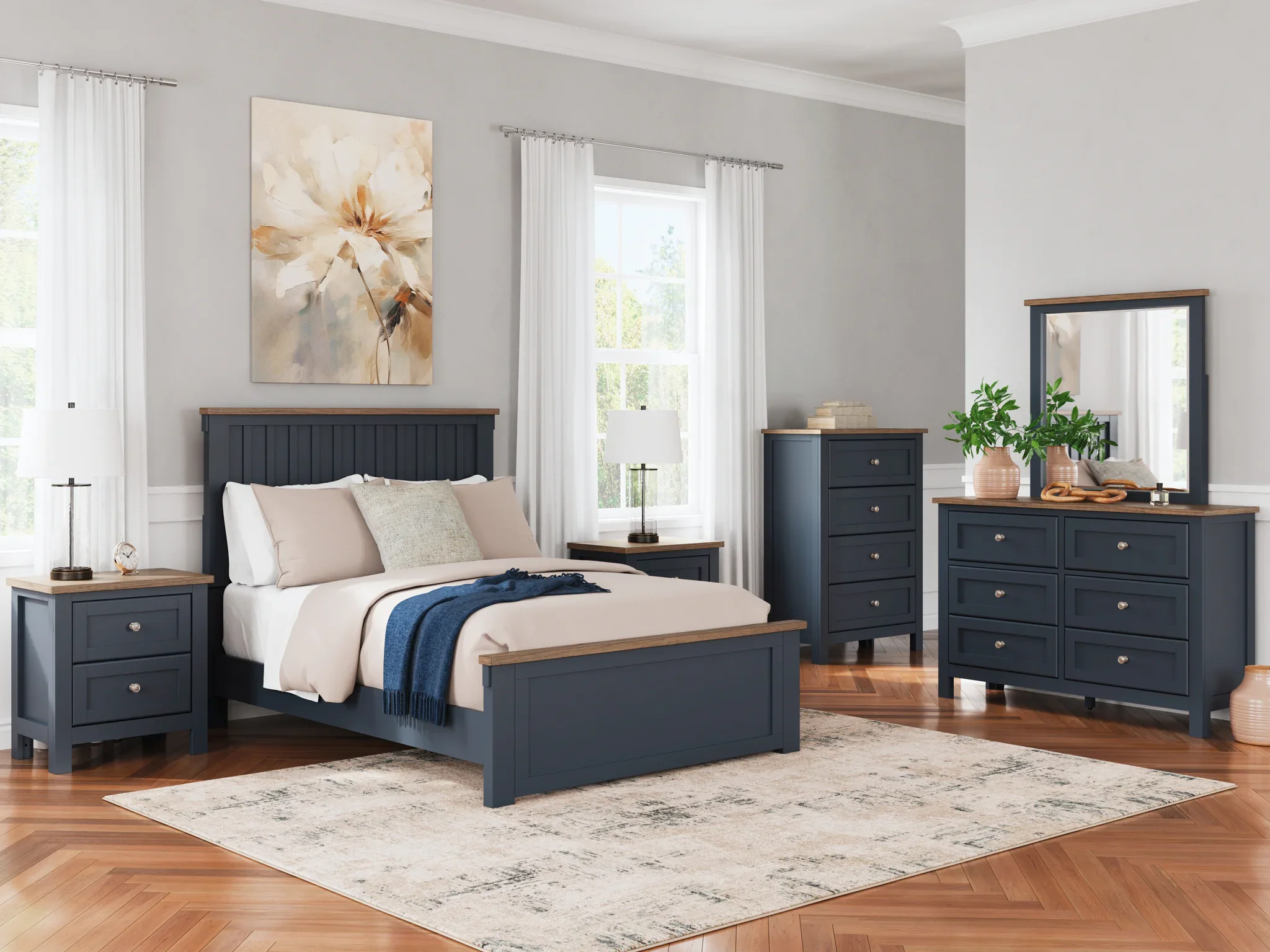 Landocken - Brown / Blue - Full Panel Bed - Image 10