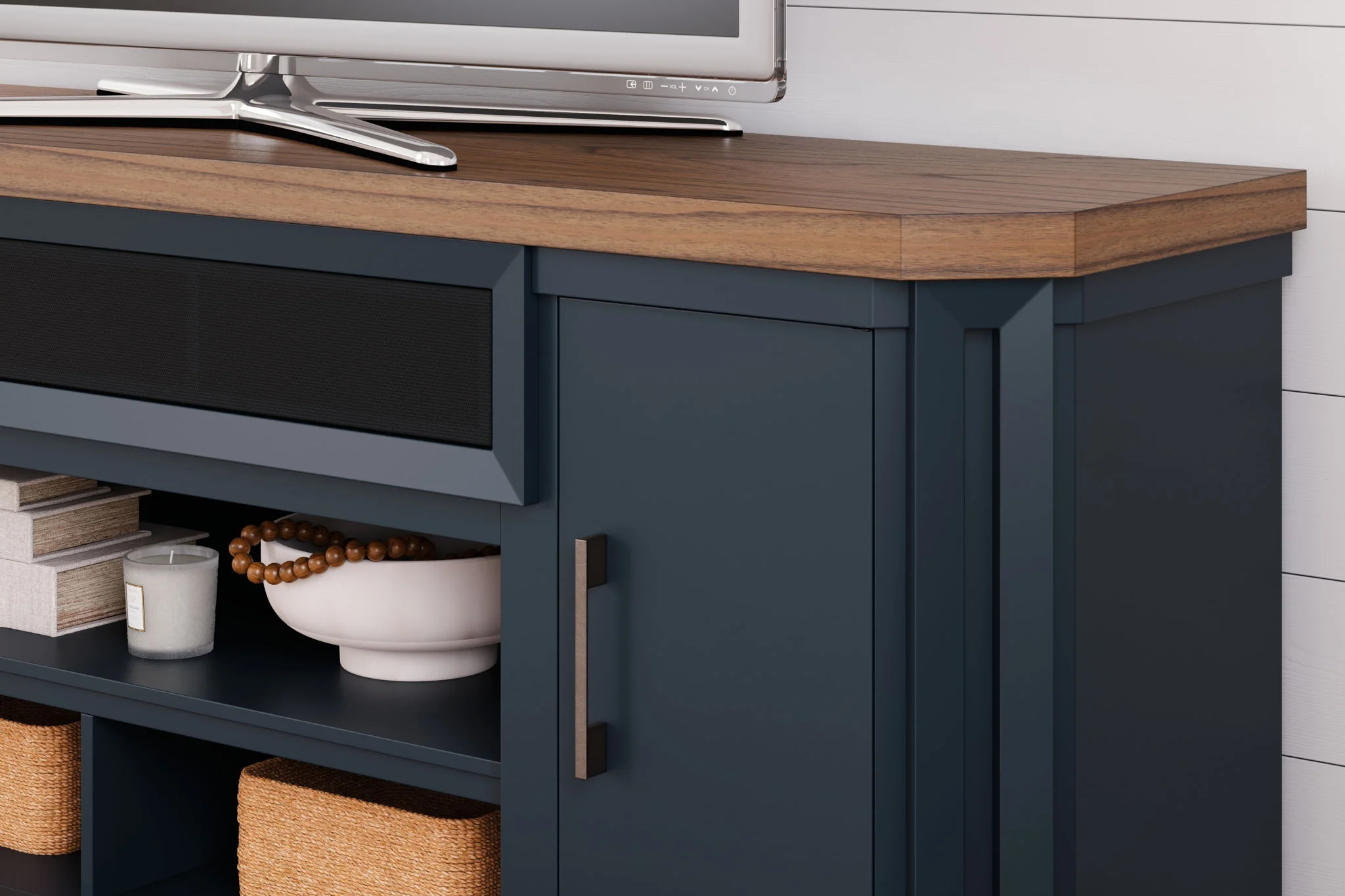 Landocken - Brown / Blue - Xl TV Stand W/Fireplace Option - Image 10