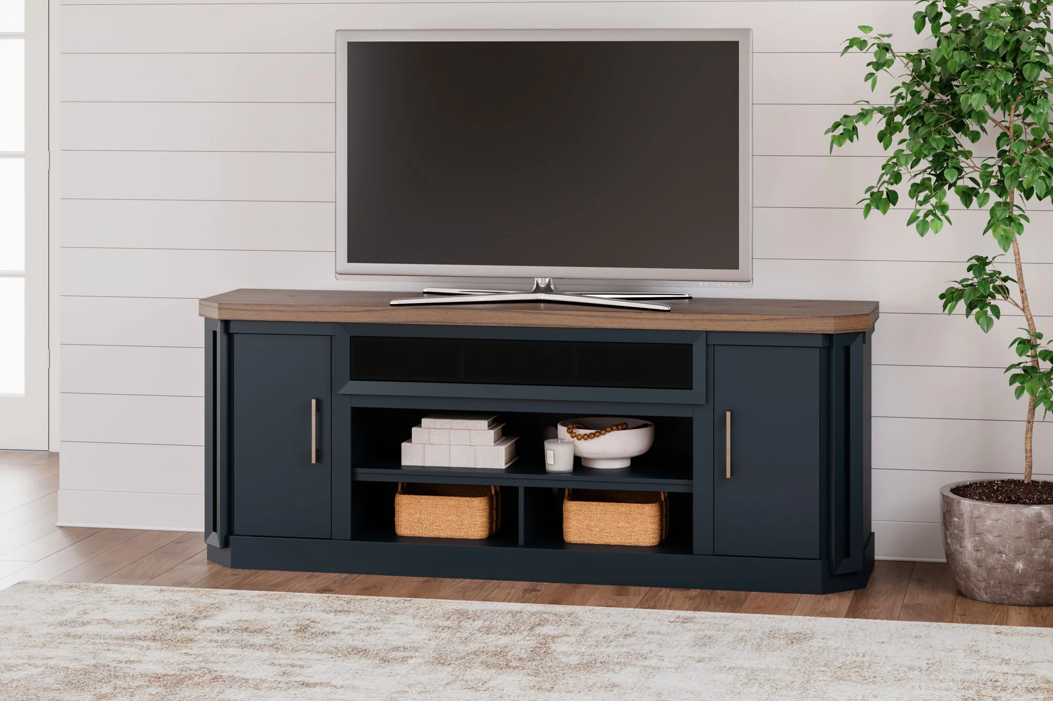 Landocken - Brown / Blue - Xl TV Stand W/Fireplace Option - Image 2