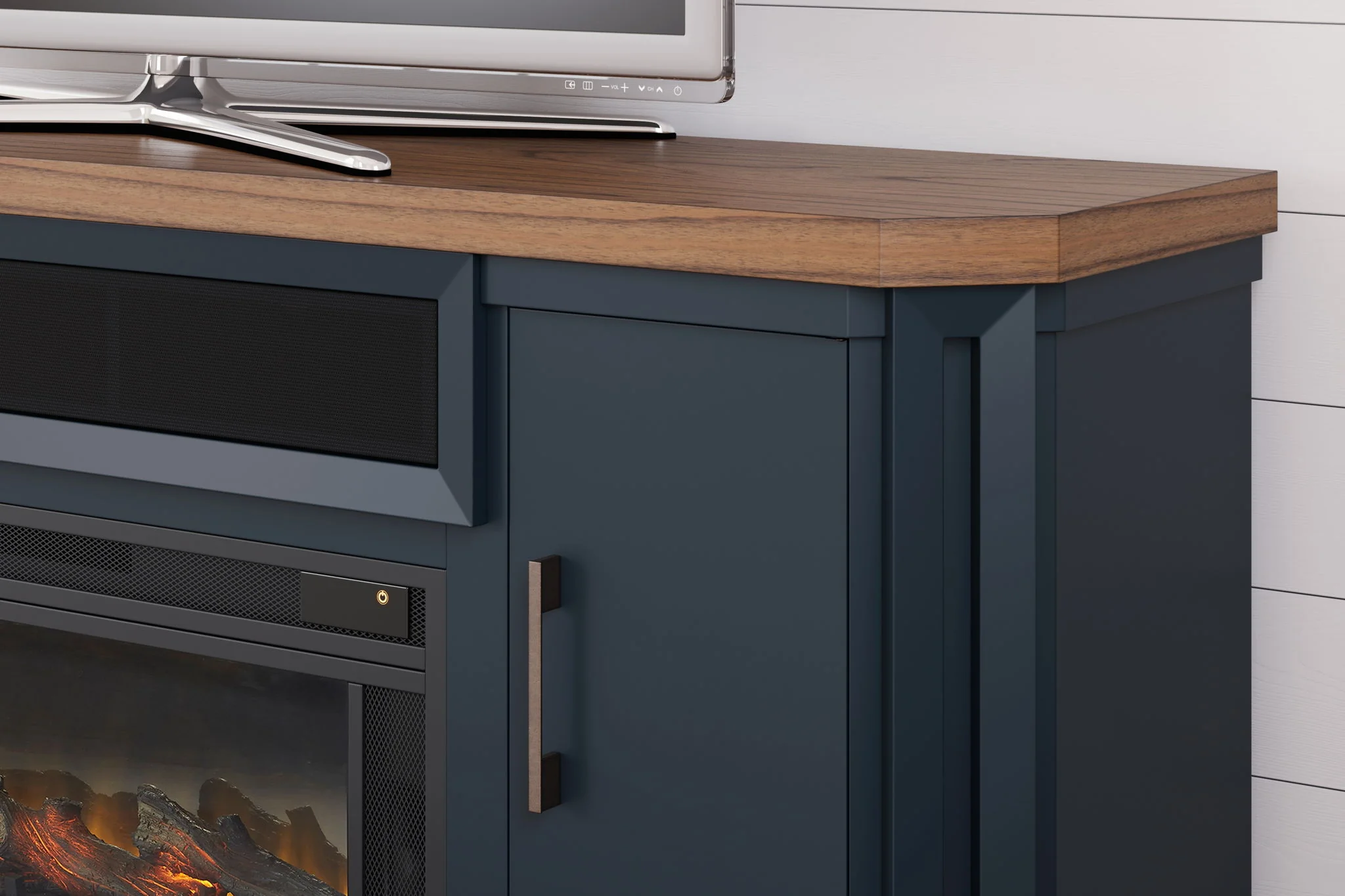 Landocken - Two-tone - 83" TV Stand With Electric Fireplace - Image 5