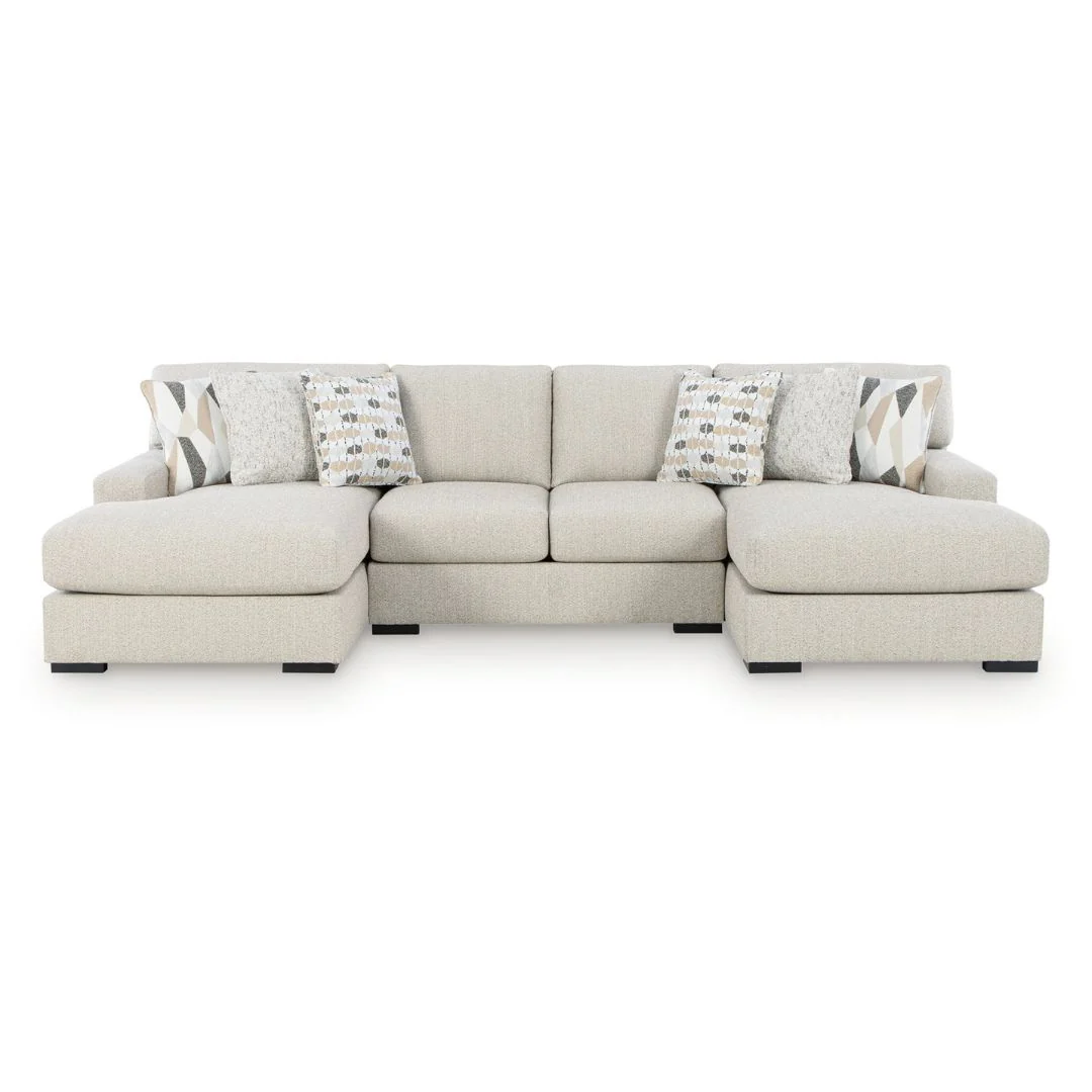 LaureLGrove - Pebble - 3-Piece Double Chaise Sectional With Armless Loveseat