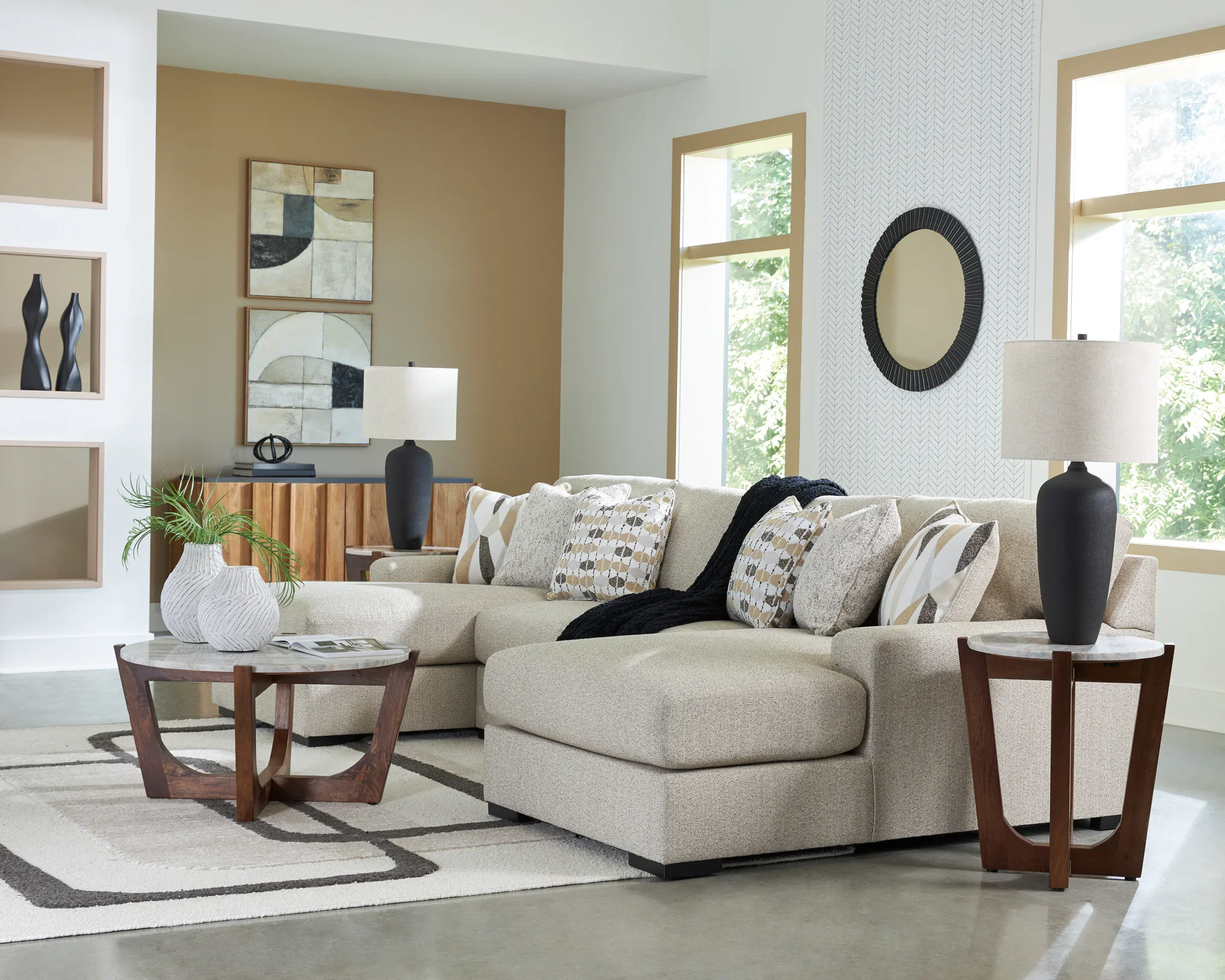 LaureLGrove - Pebble - 3-Piece Double Chaise Sectional With Armless Loveseat - Image 3