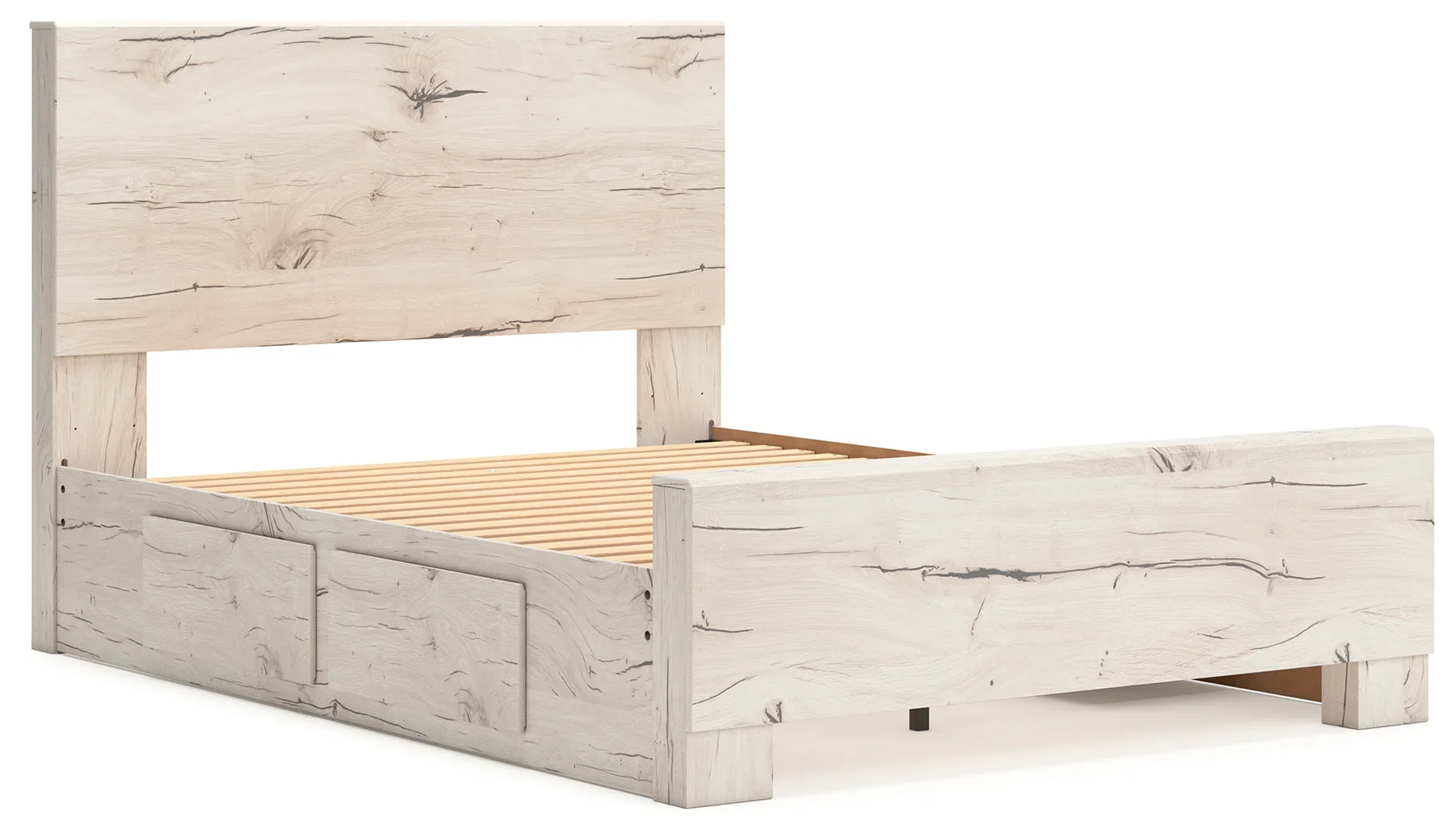 Lawroy - Light Natural - Full Panel Bed With 2 Under Bed Storage Units - Image 4
