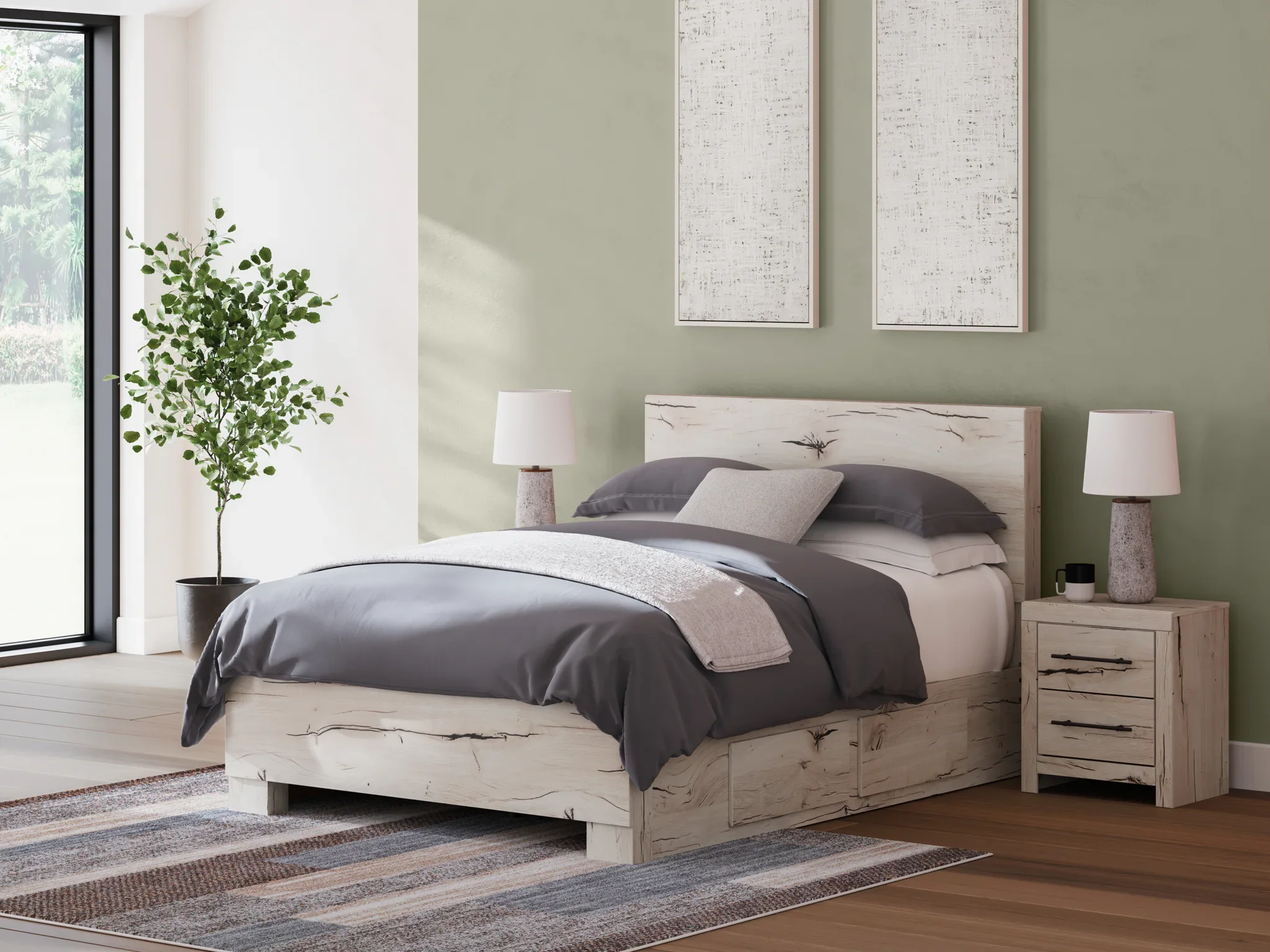 Lawroy - Light Natural - Full Panel Bed With Under Bed Storage - Image 2