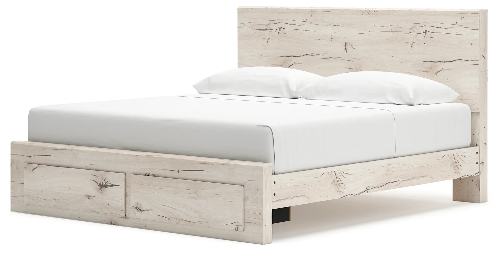 Lawroy - Light Natural - King Panel Bed With Storage Footboard - Image 4