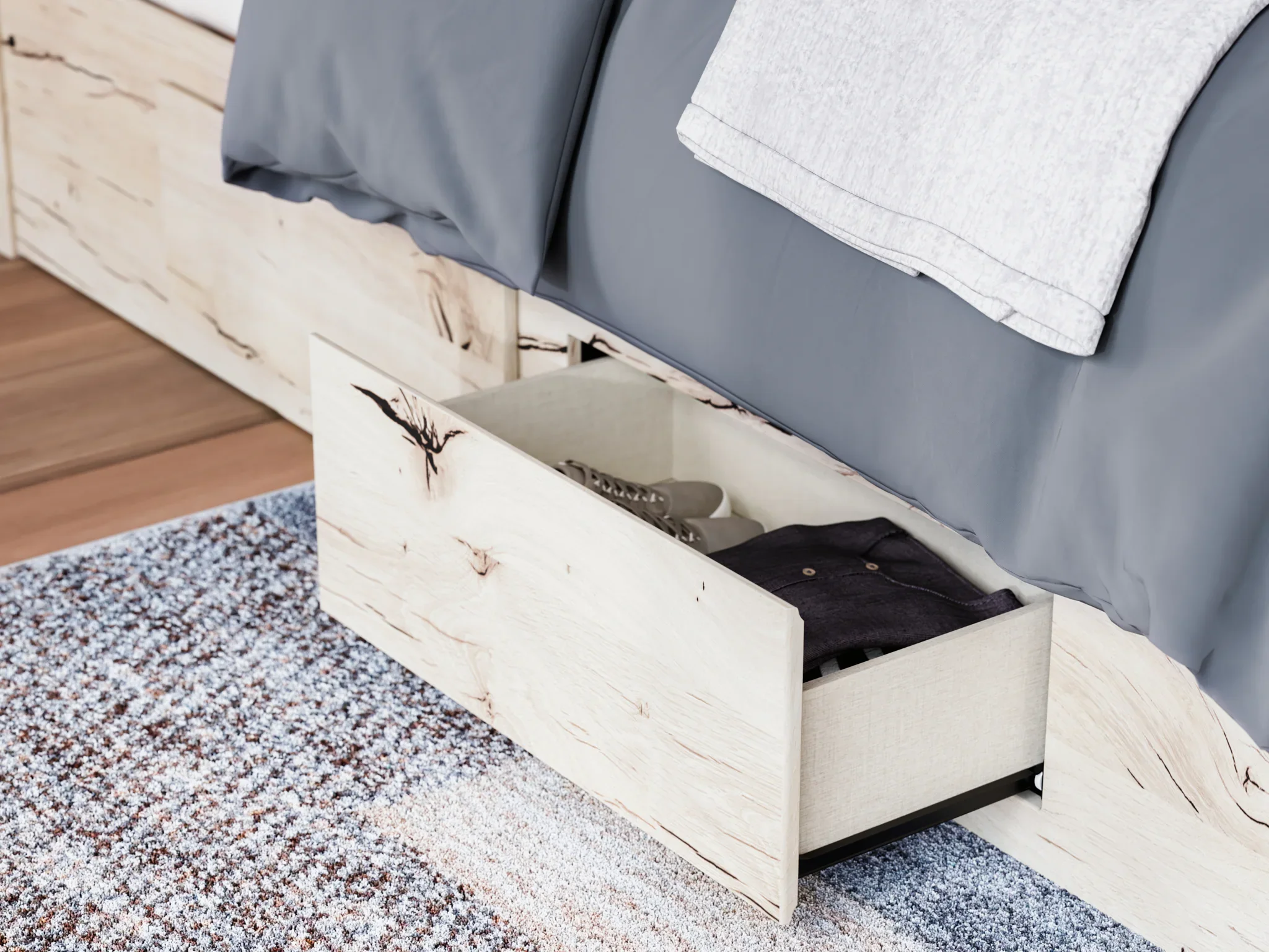 Lawroy - Light Natural - Queen Panel Bed With Under Bed Storage - Image 11