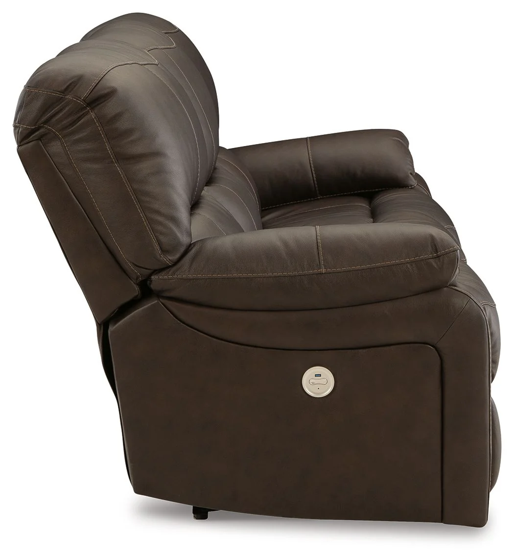 Leesworth - Dark Brown - Power Reclining Sofa - Image 3