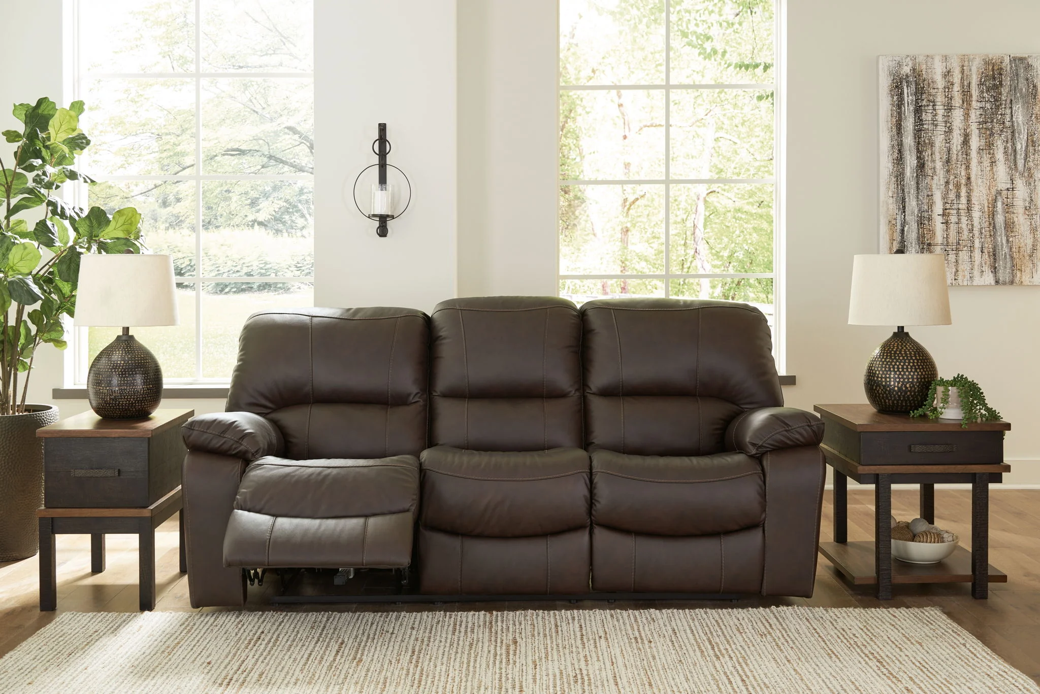 Leesworth - Dark Brown - Power Reclining Sofa - Image 5
