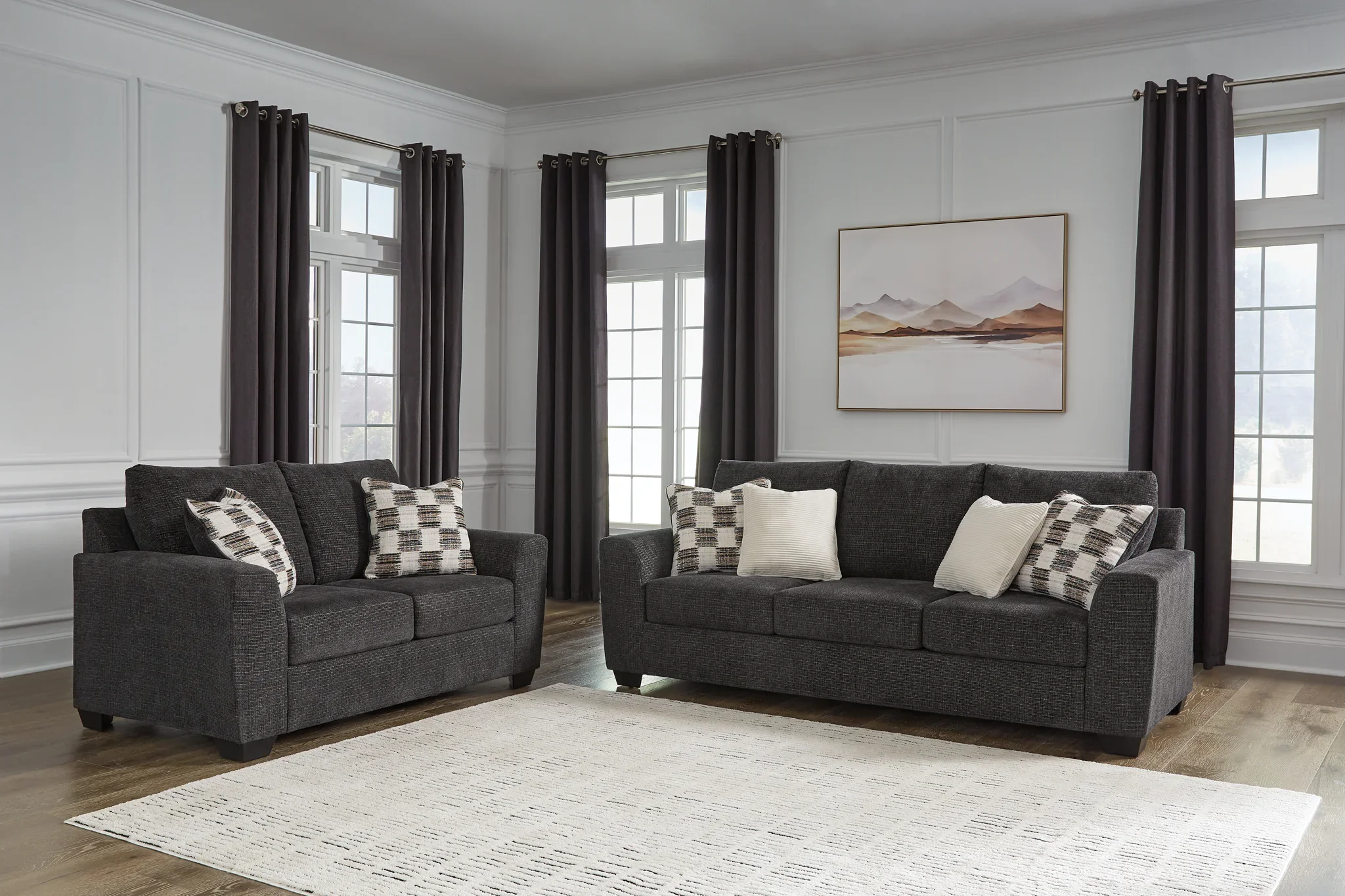 Loreo - 2 Pc. - Sofa, Loveseat - Ebony