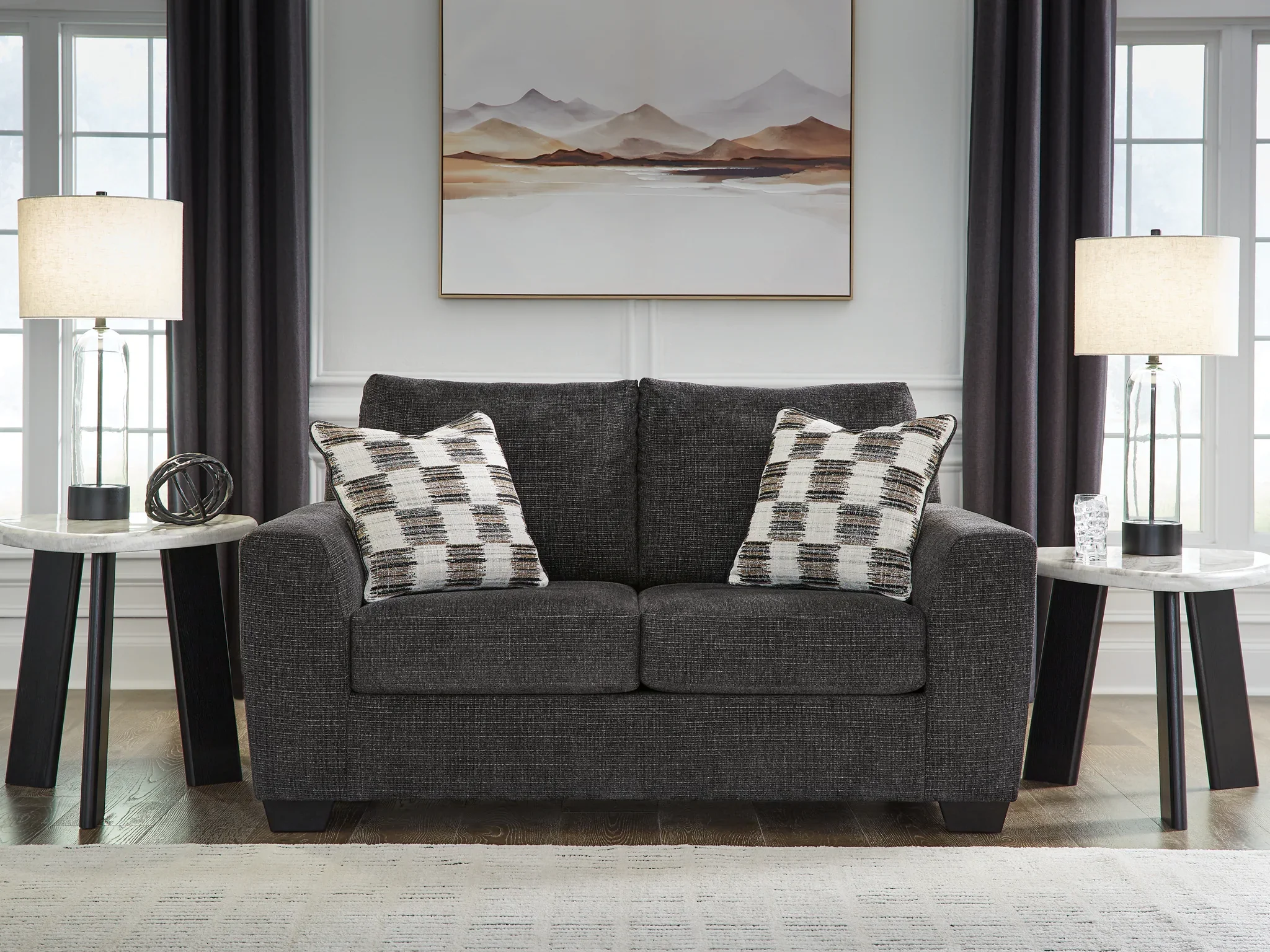 Loreo - 2 Pc. - Sofa, Loveseat - Ebony - Image 6