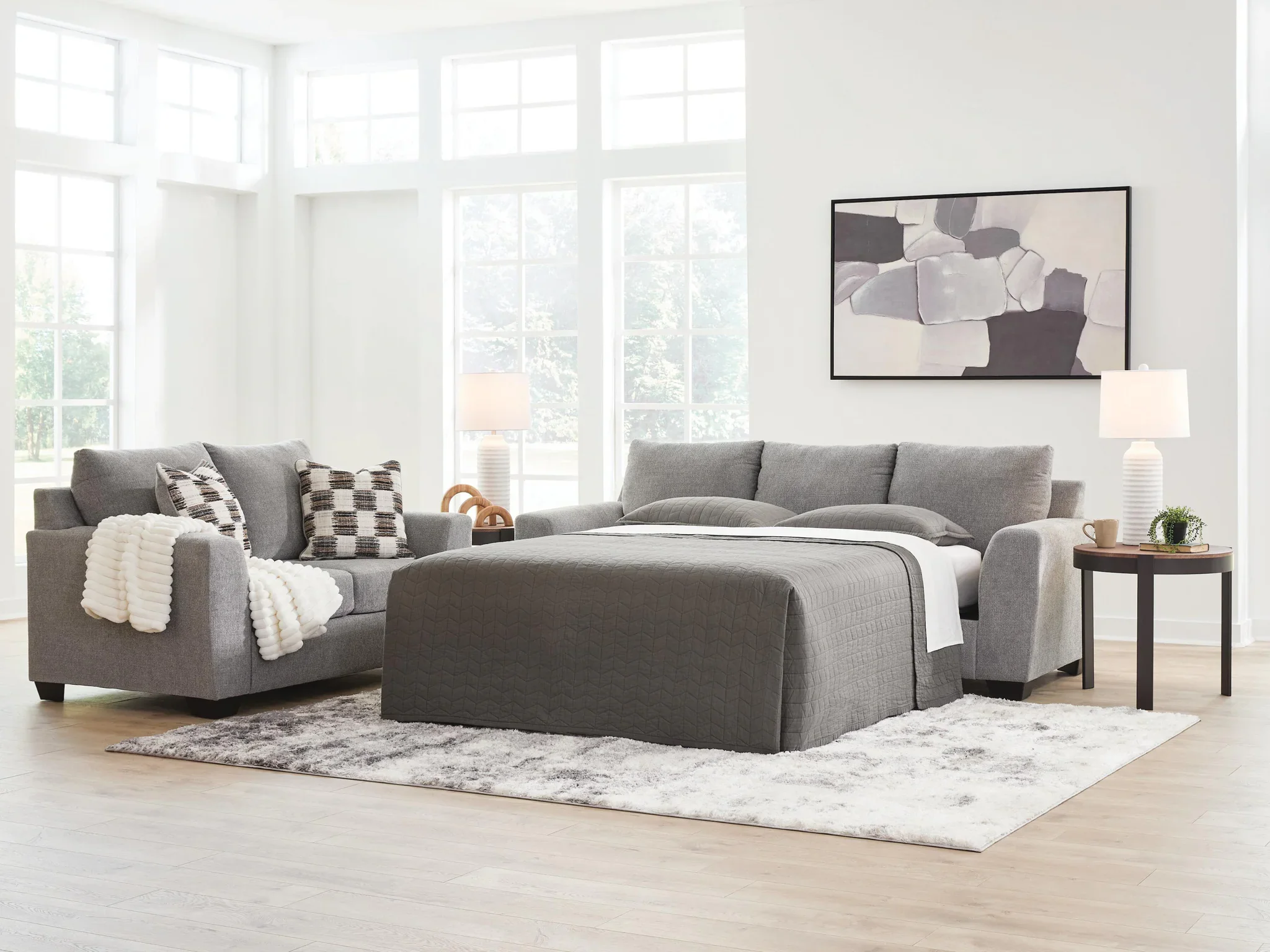 Loreo - Queen Sofa Sleeper - Flint - Image 2
