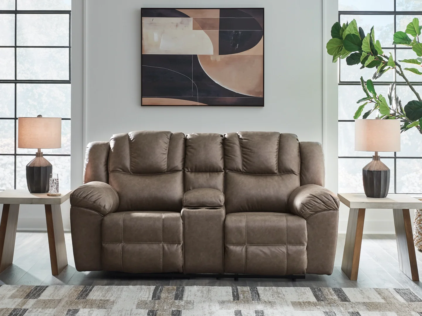 Lowilla - Driftwood - Double Reclining Loveseat With Console - Image 2