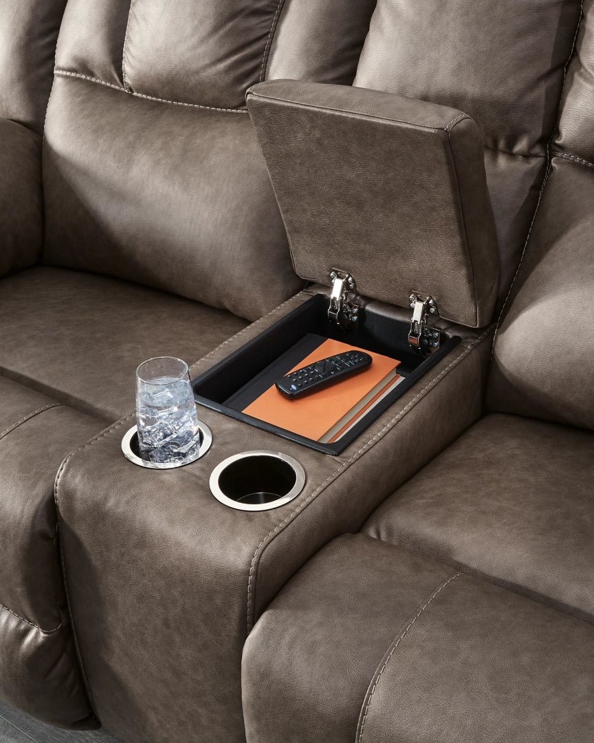 Lowilla - Driftwood - Double Reclining Loveseat With Console - Image 3