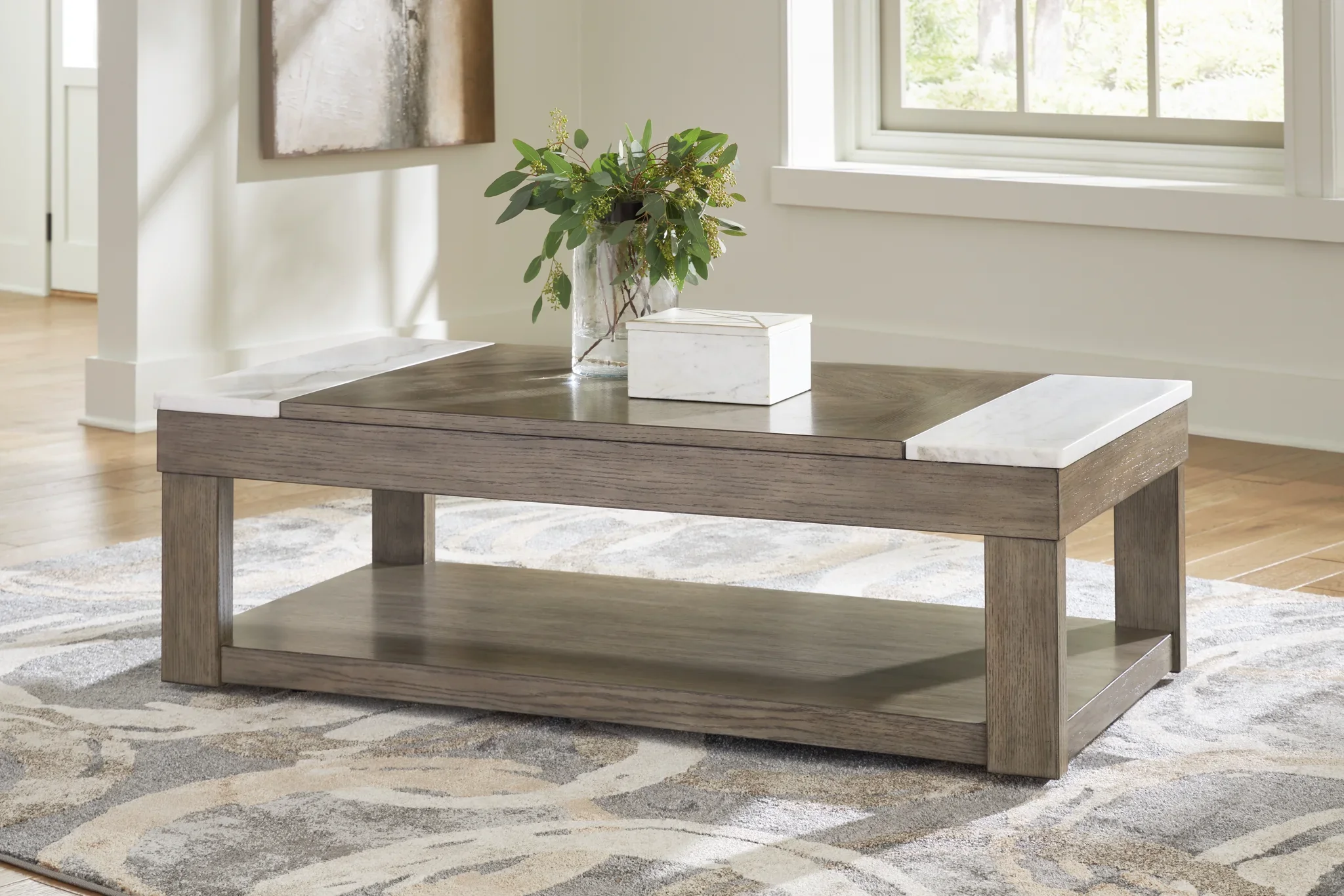 Loyaska - Grayish Brown / White - Lift Top Cocktail Table - Image 2
