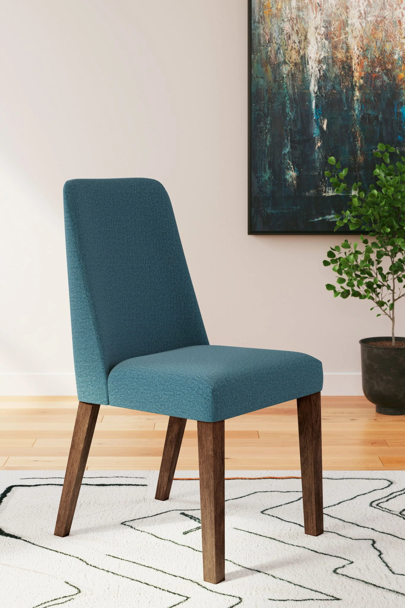 Lyncott - Blue / Brown- 5 Pc. - Butterfly Extension Table, 4 Side Chairs - Image 3