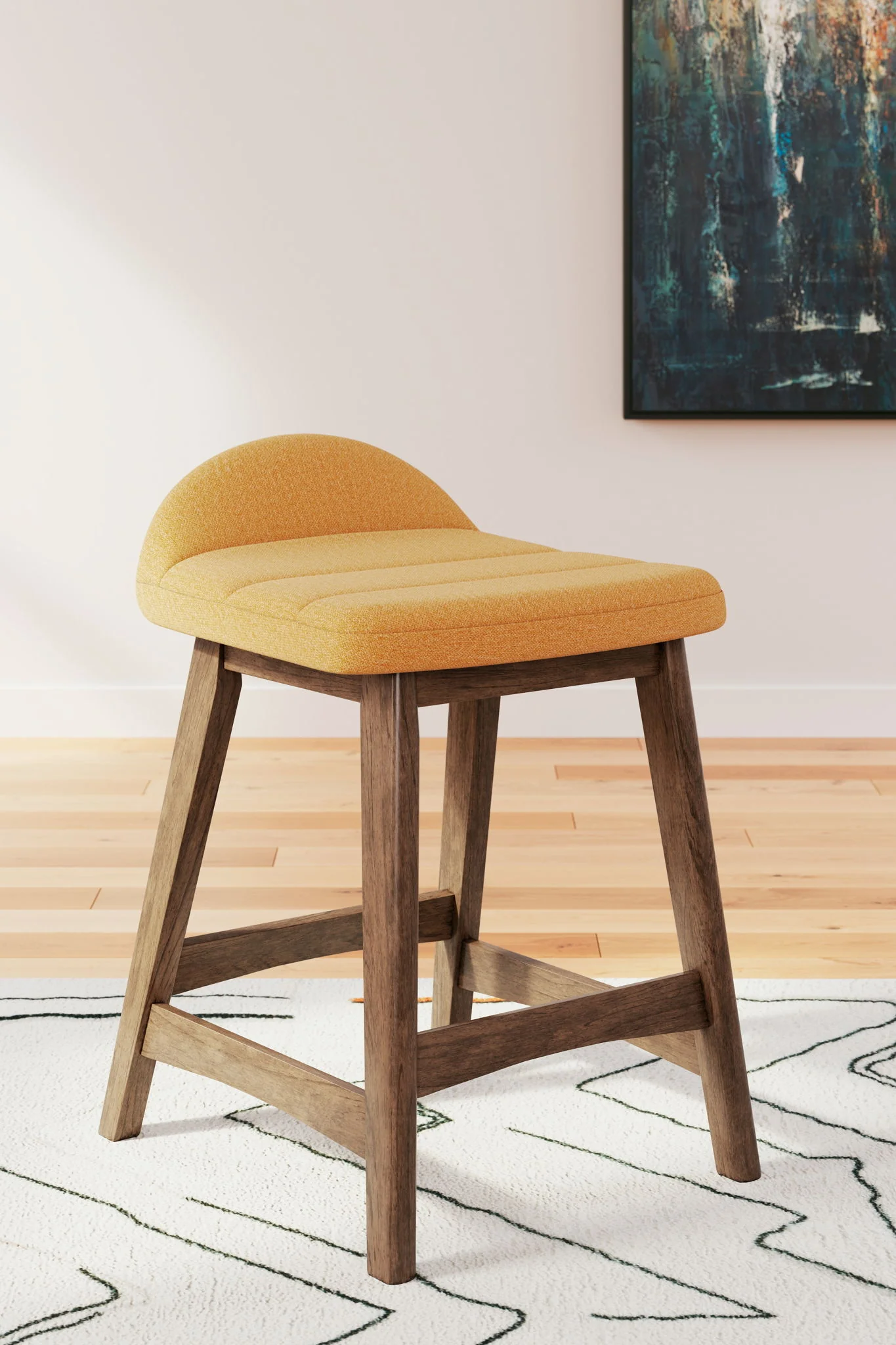 Lyncott - Mustard / Brown - Upholstered Barstool (Set of 2) - Image 2