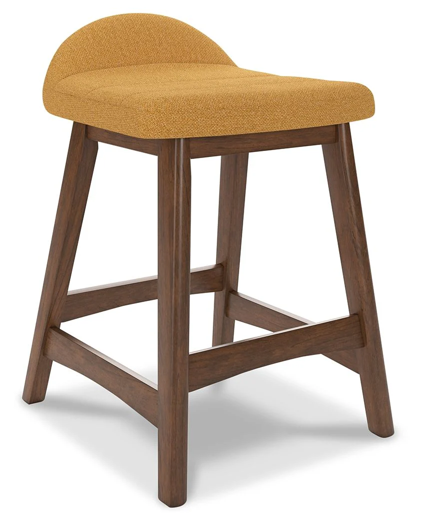 Lyncott - Mustard / Brown - Upholstered Barstool (Set of 2) - Image 3