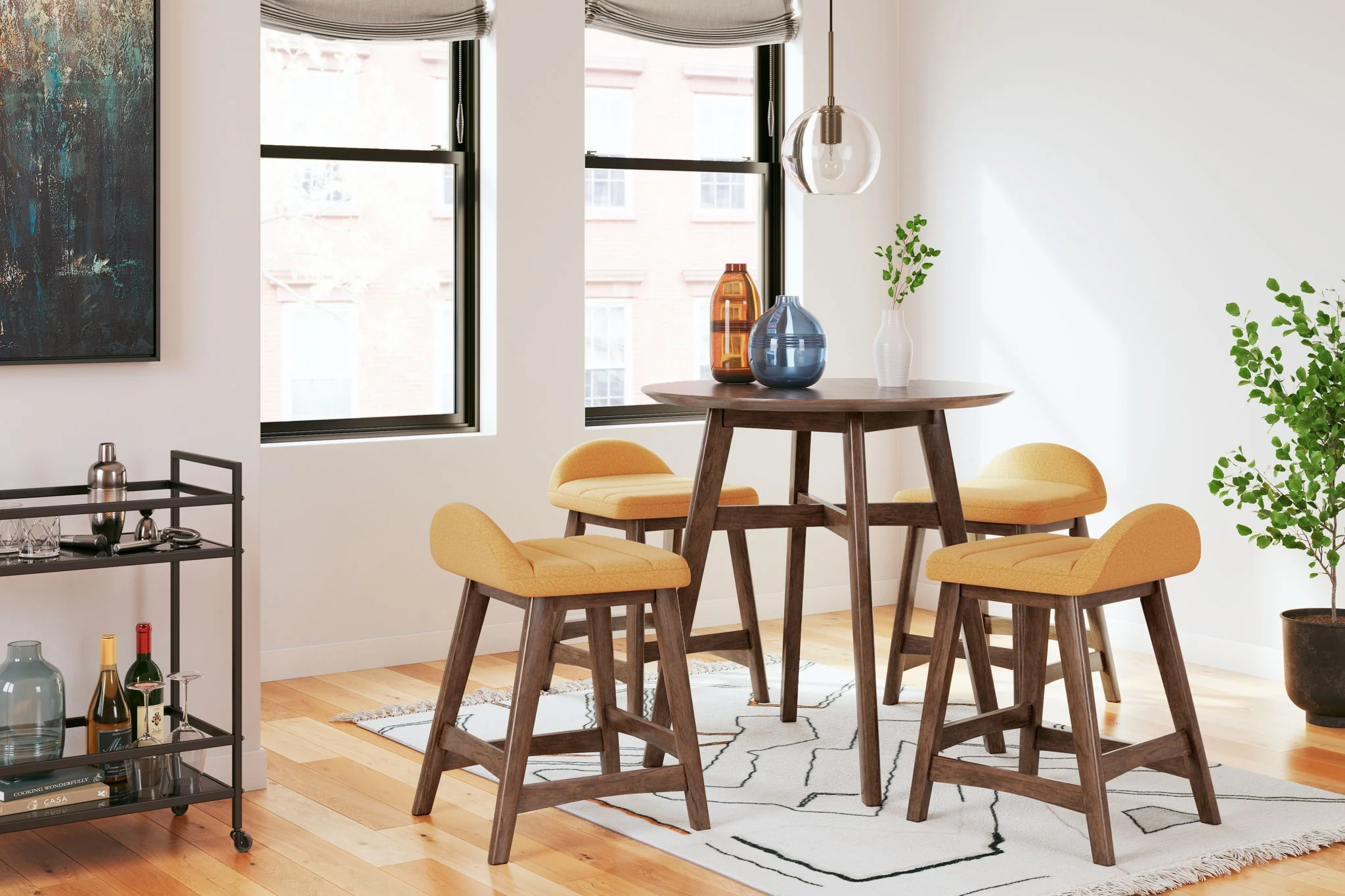 Lyncott - Mustard / Brown - Upholstered Barstool (Set of 2) - Image 5